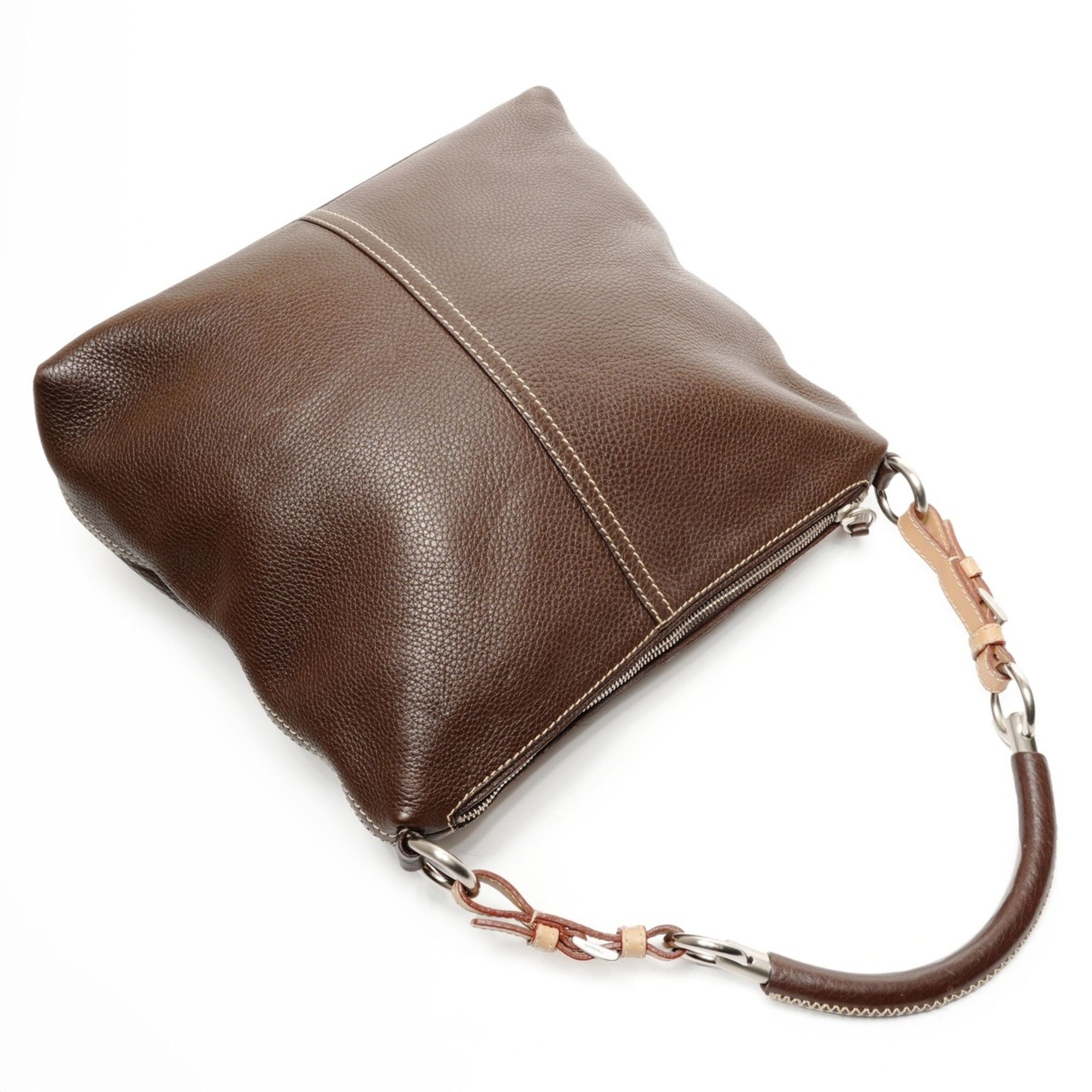 Prada PRADA Leather One-Shoulder Shoulder Bag Brown Size ONE SIZE - 8 Thumbnail