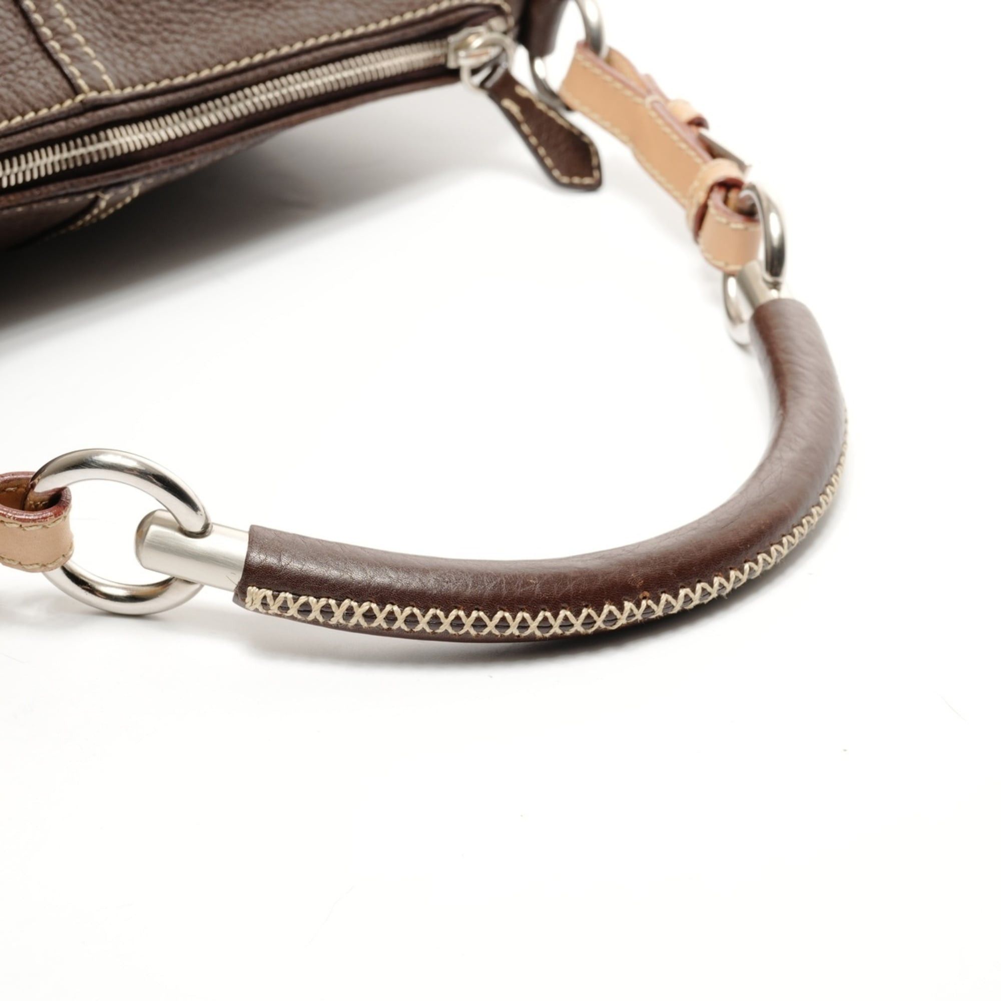 Prada PRADA Leather One-Shoulder Shoulder Bag Brown Size ONE SIZE - 11 Thumbnail