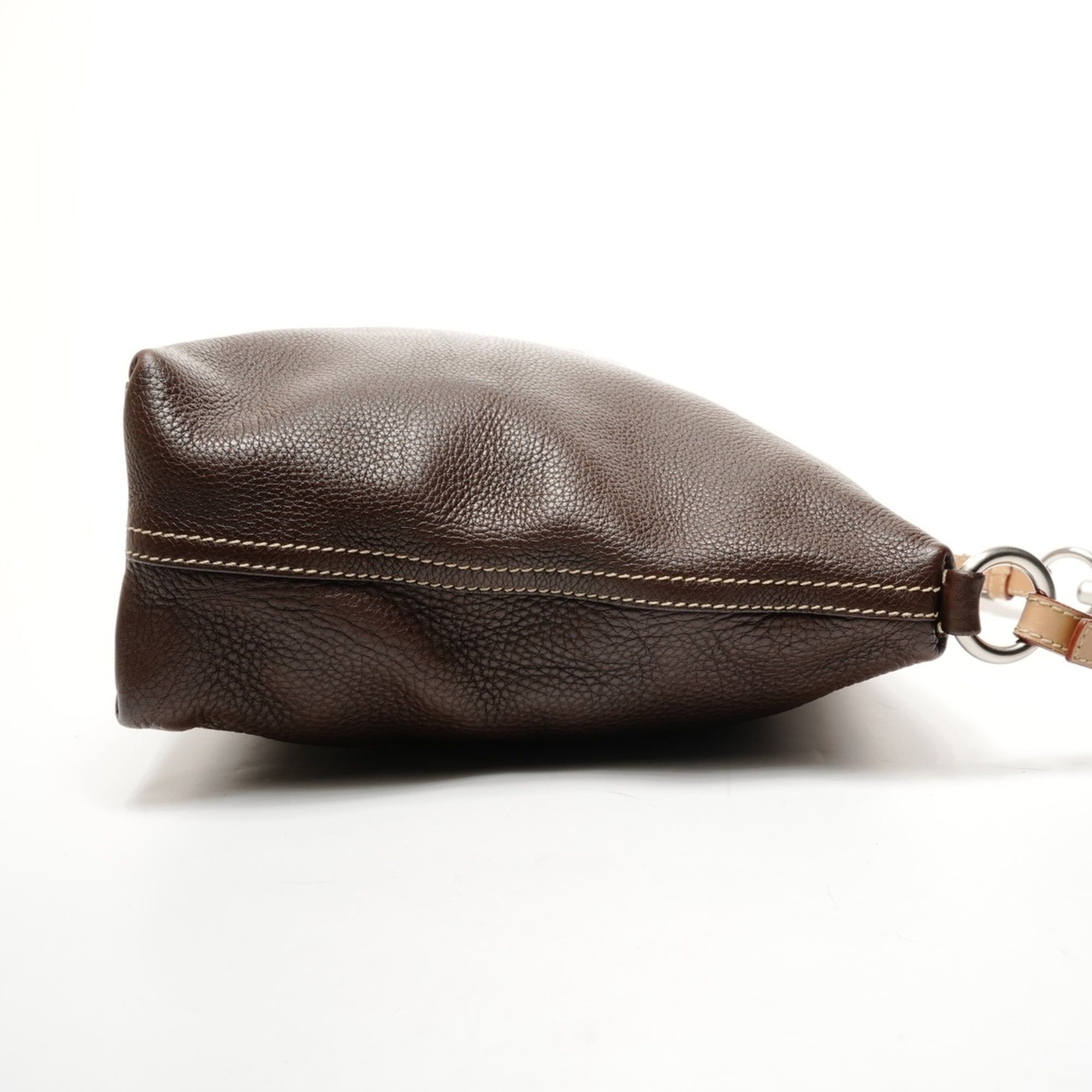 Prada PRADA Leather One-Shoulder Shoulder Bag Brown Size ONE SIZE - 4 Thumbnail