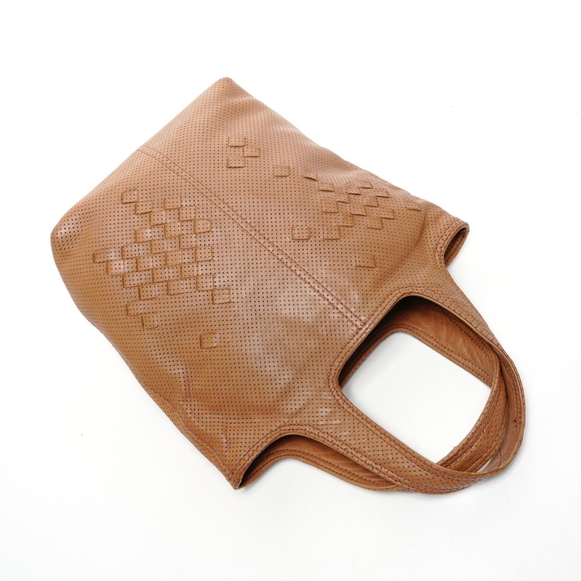 Bottega Veneta Bottega Veneta Perforated Intrecciato Leather Handbag in Brown Size ONE SIZE - 8 Thumbnail