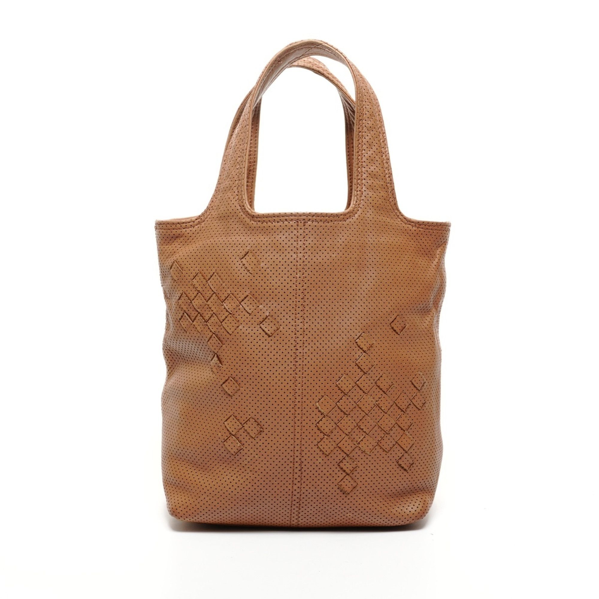 Bottega Veneta Bottega Veneta Perforated Intrecciato Leather Handbag in Brown Size ONE SIZE - 2 Thumbnail