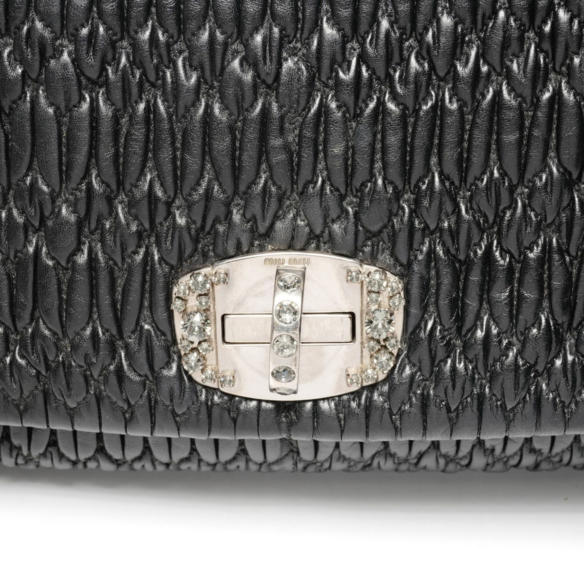 Miu Miu Miu Miu Miu Matelassé Nappa Crystal Shoulder Bag in Black Size ONE SIZE - 8 Thumbnail