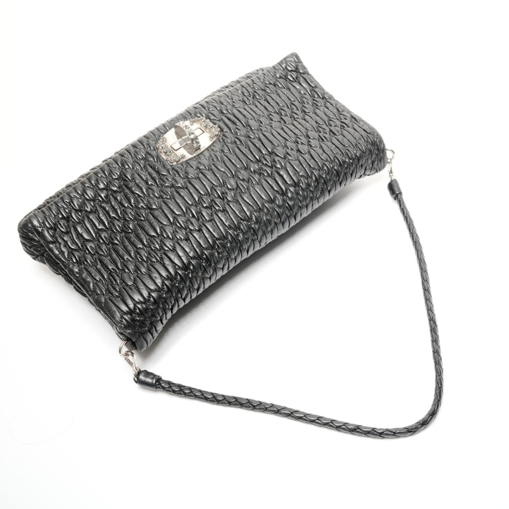 Miu Miu Miu Miu Miu Matelassé Nappa Crystal Shoulder Bag in Black Size ONE SIZE - 9 Thumbnail