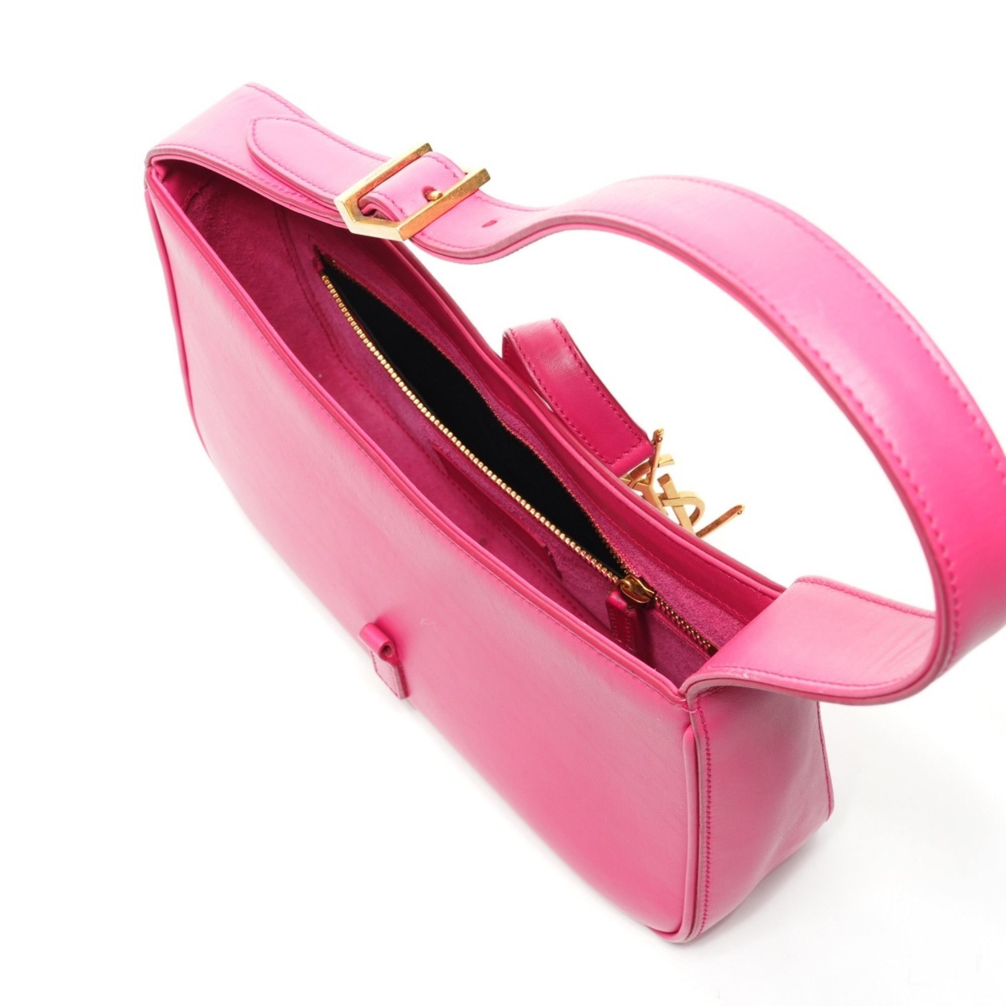 Yves Saint Laurent Yves Saint Laurent Le 5 A 7 Leather Hobo Shoulder Bag in Pink Size ONE SIZE - 12 Thumbnail