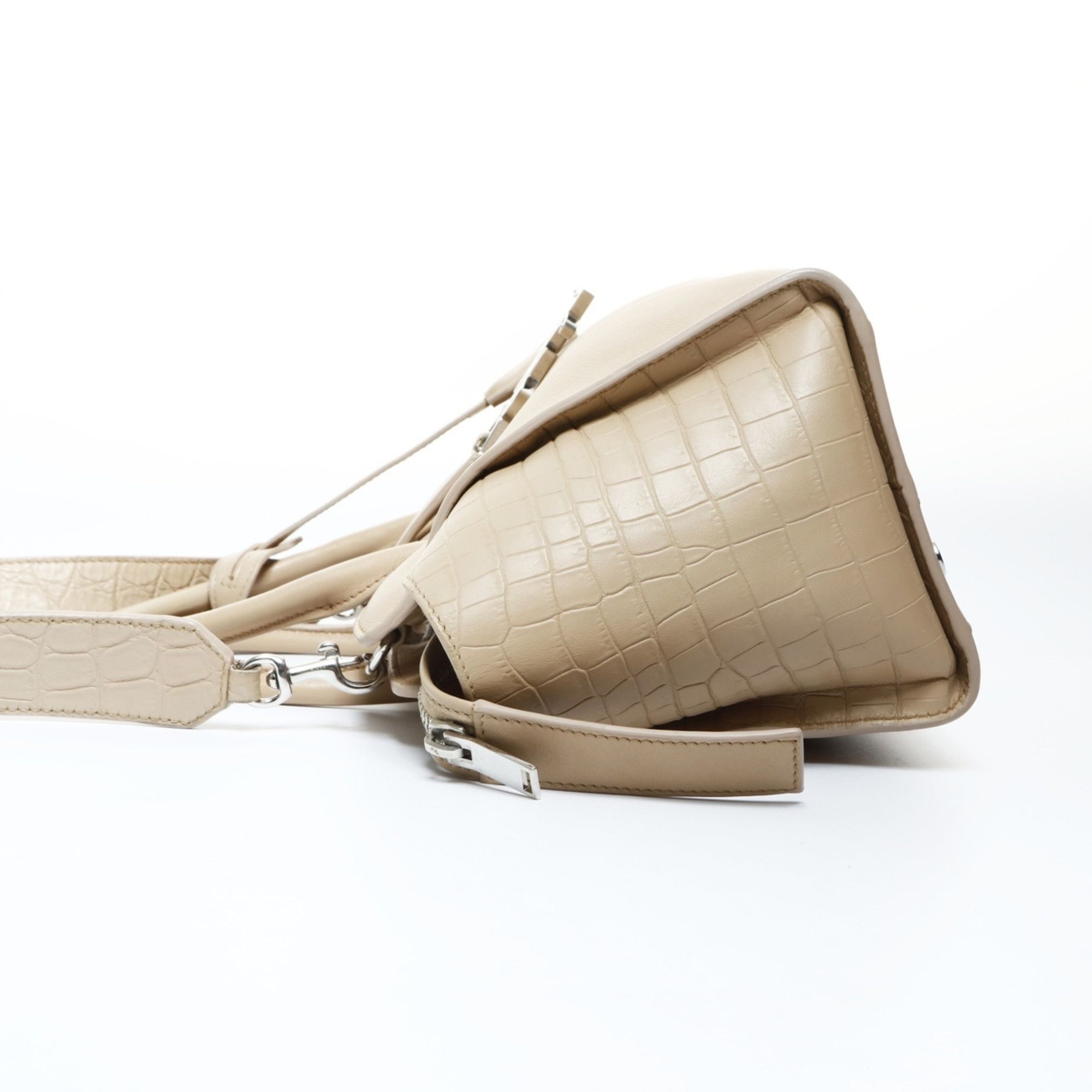 Yves Saint Laurent Yves Saint Laurent Downtown Cabas 2-way embossed leather handbag in beige Size ONE SIZE - 4 Thumbnail