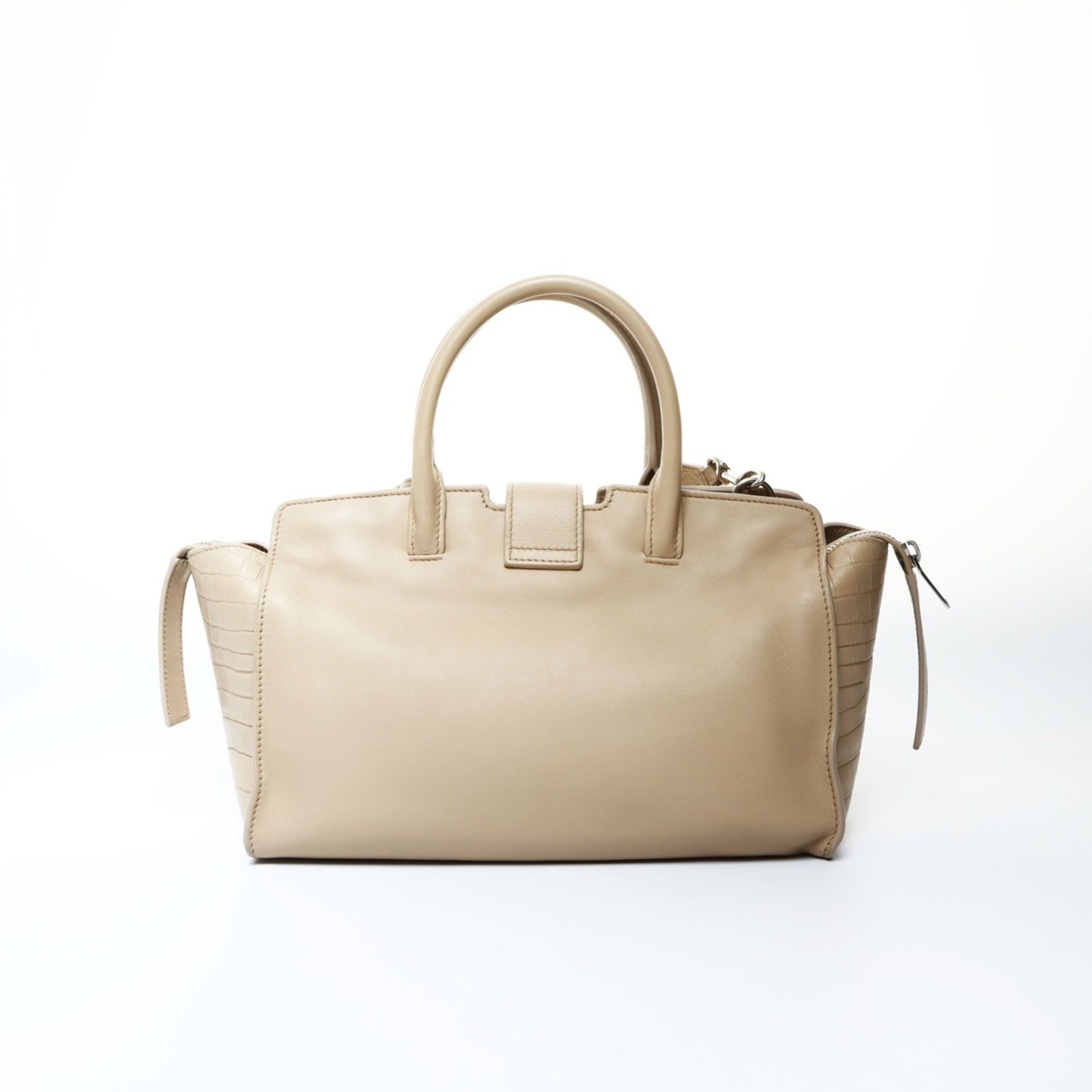 Yves Saint Laurent Yves Saint Laurent Downtown Cabas 2-way embossed leather handbag in beige Size ONE SIZE - 3 Thumbnail
