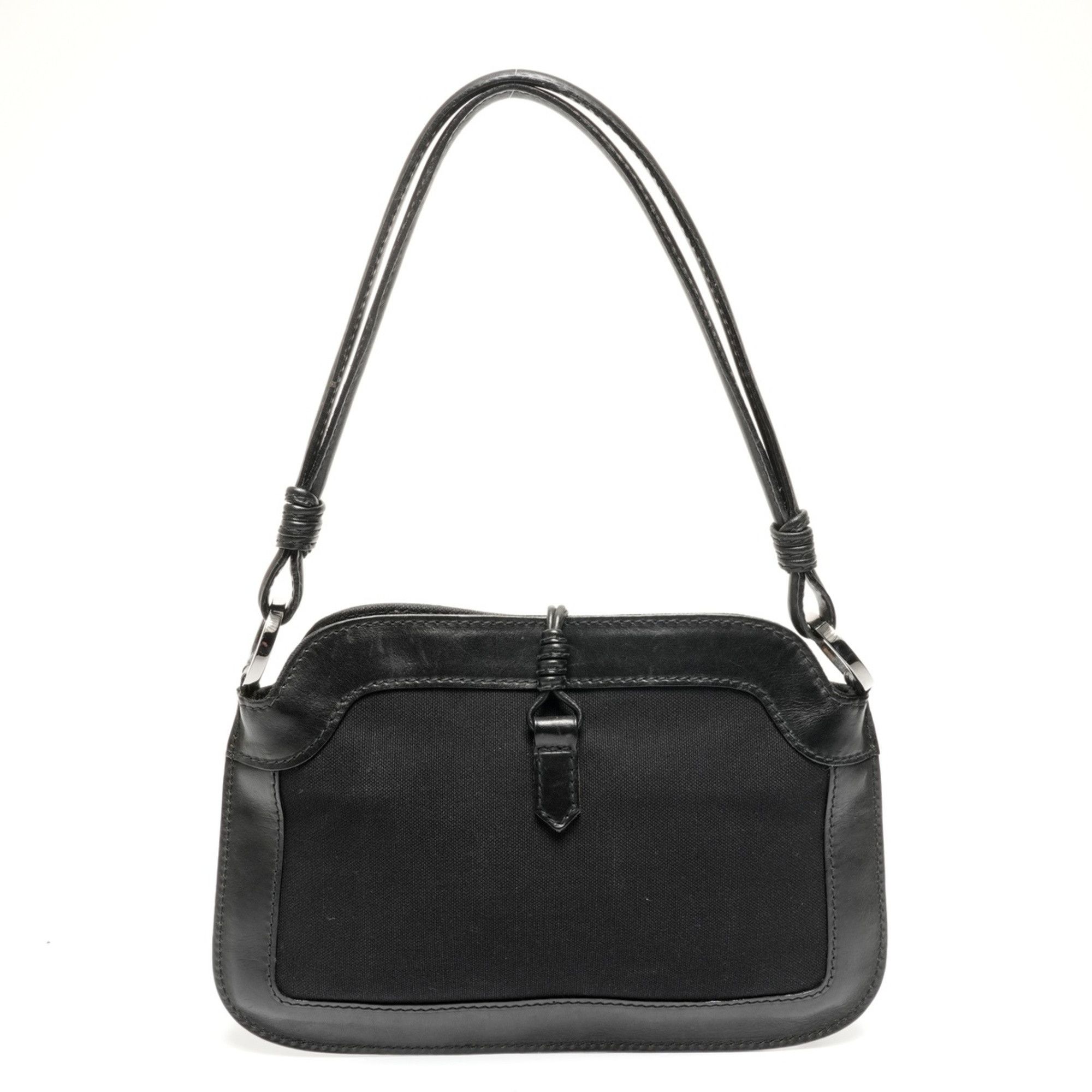 Valentino Valentino Canvas and Leather Shoulder Bag in Black Size ONE SIZE - 2 Thumbnail