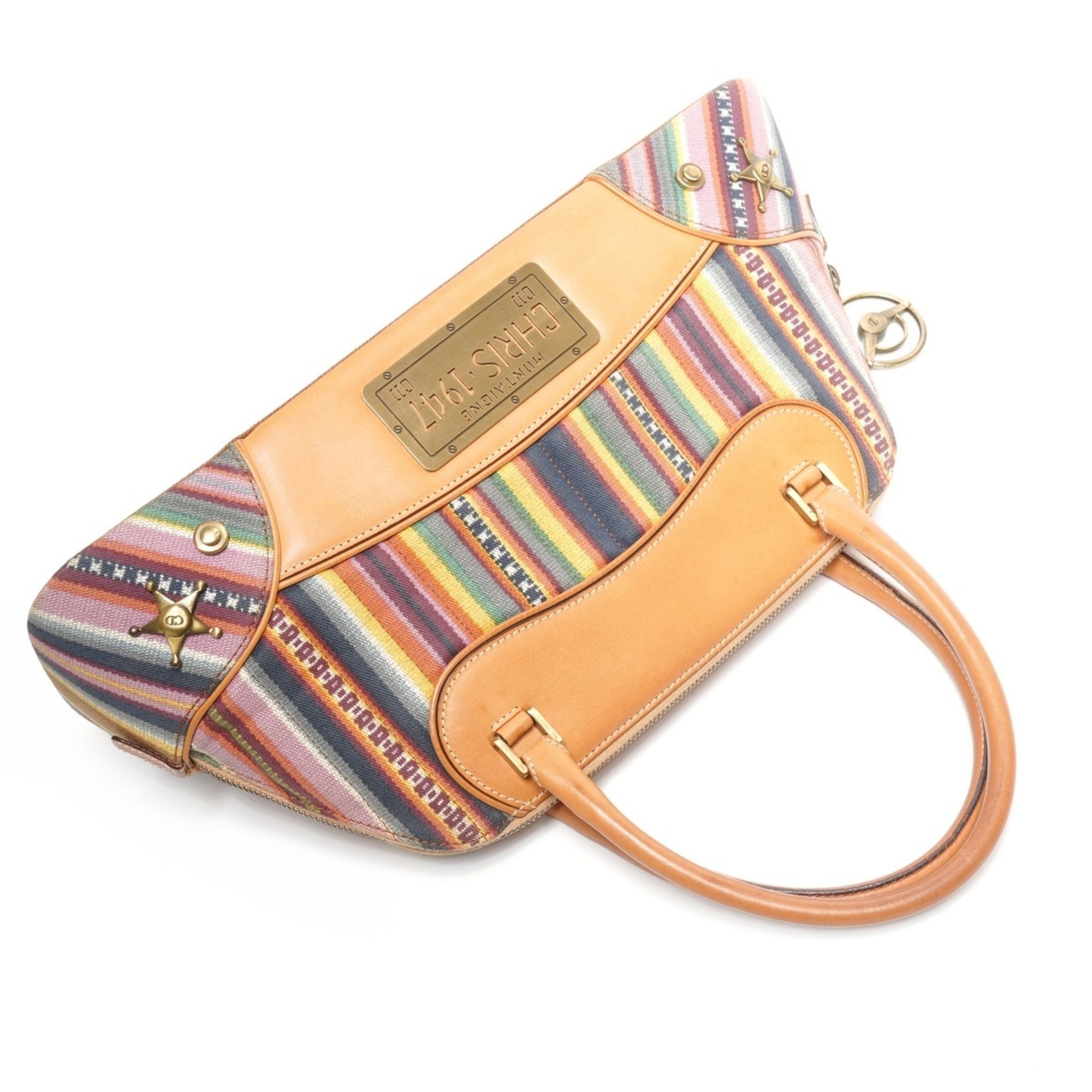 Dior Christian Dior 2002 Montaigne Cadillac John Galliano Canvas and Leather Handbag in Multicolor Size ONE SIZE - 8 Thumbnail