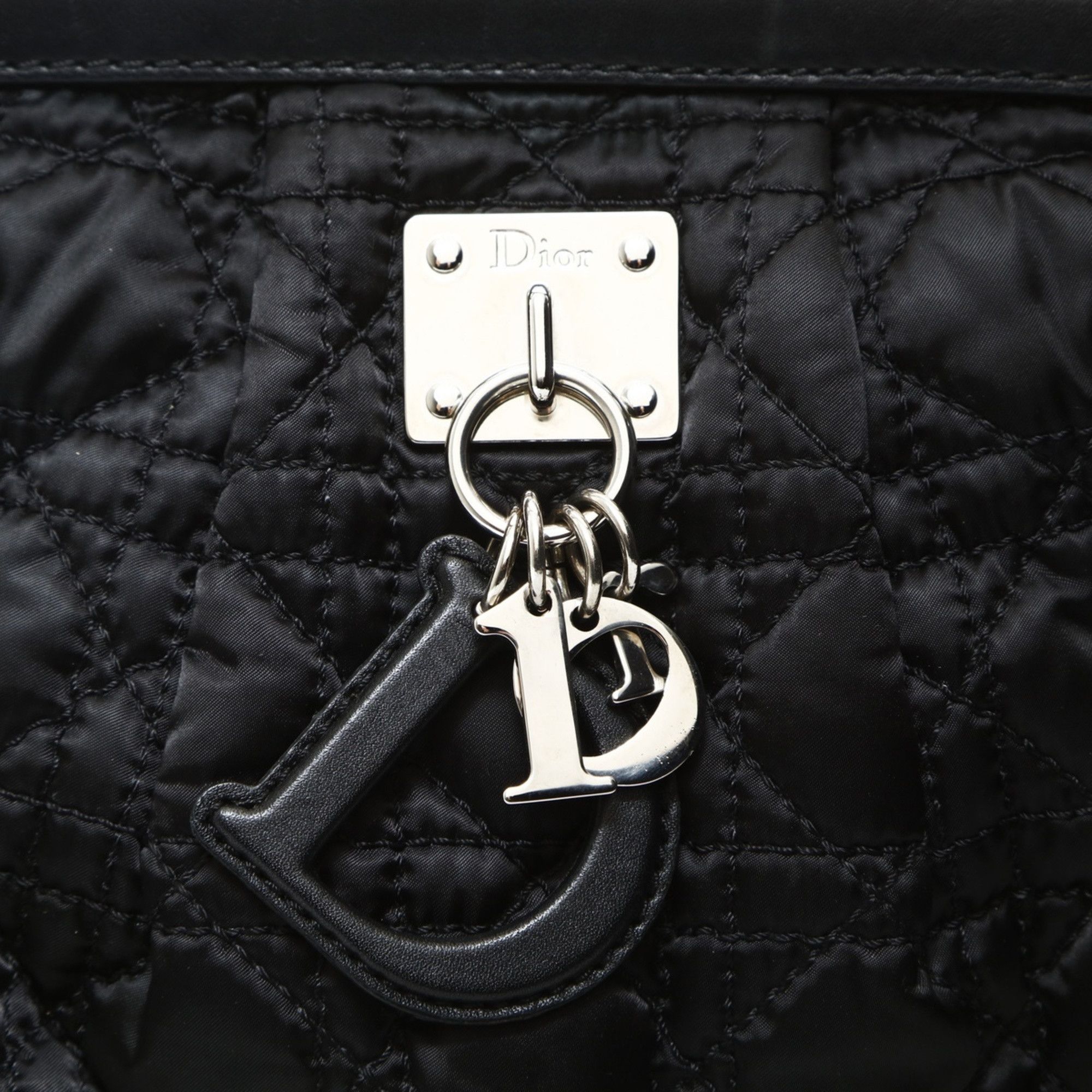 Dior Christian Dior Nylon Cannage Lovely Shoulder Bag in Black Size ONE SIZE - 8 Thumbnail