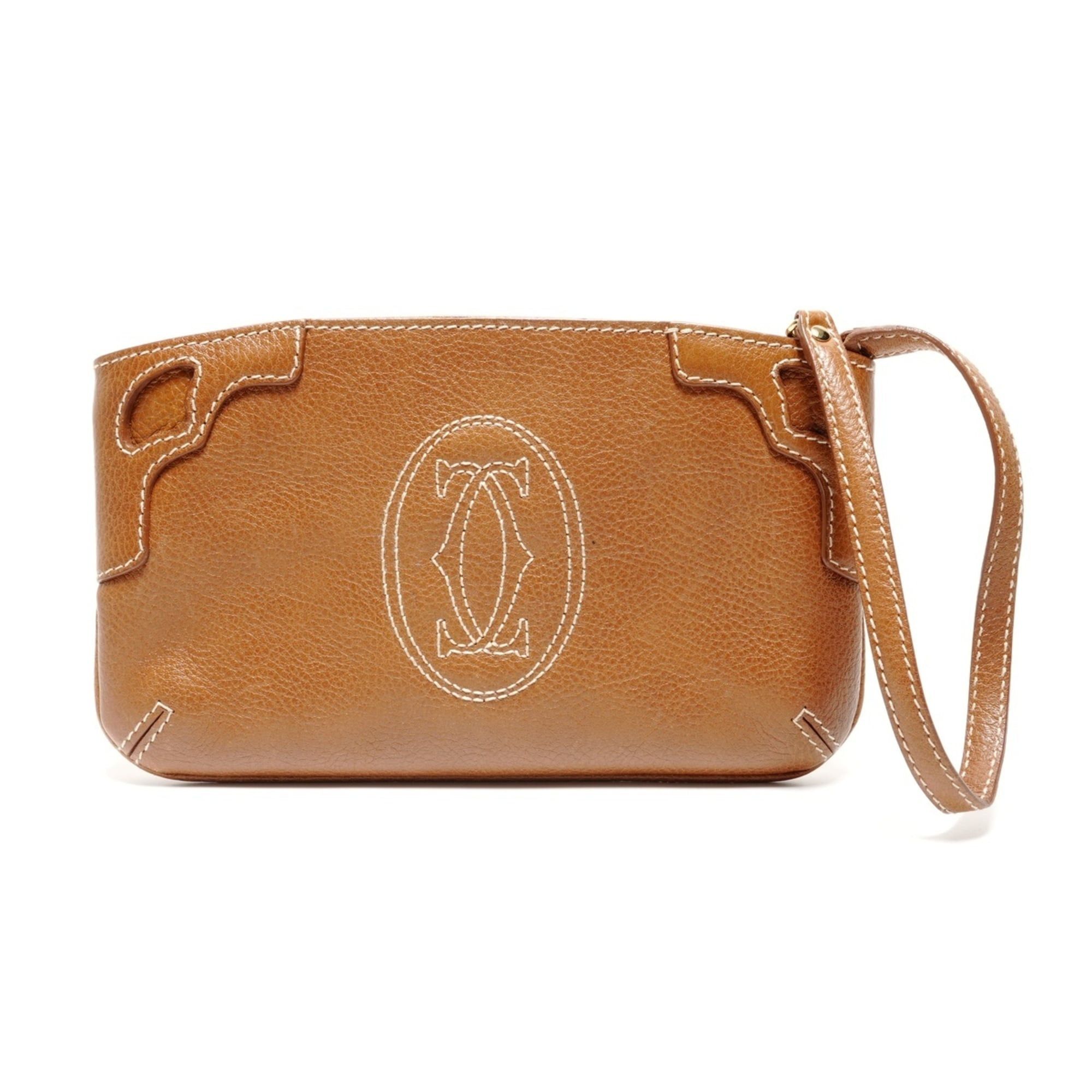 Cartier Cartier Marcello de Pouch Handbag in Brown Leather Size ONE SIZE - 2 Thumbnail