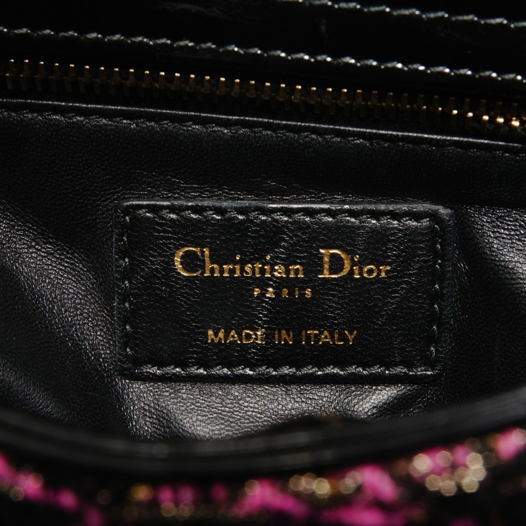 Dior Christian Dior Women's Small Rose Wool Patent Leather Handbag in Black and Pink Size ONE SIZE - 11 Thumbnail