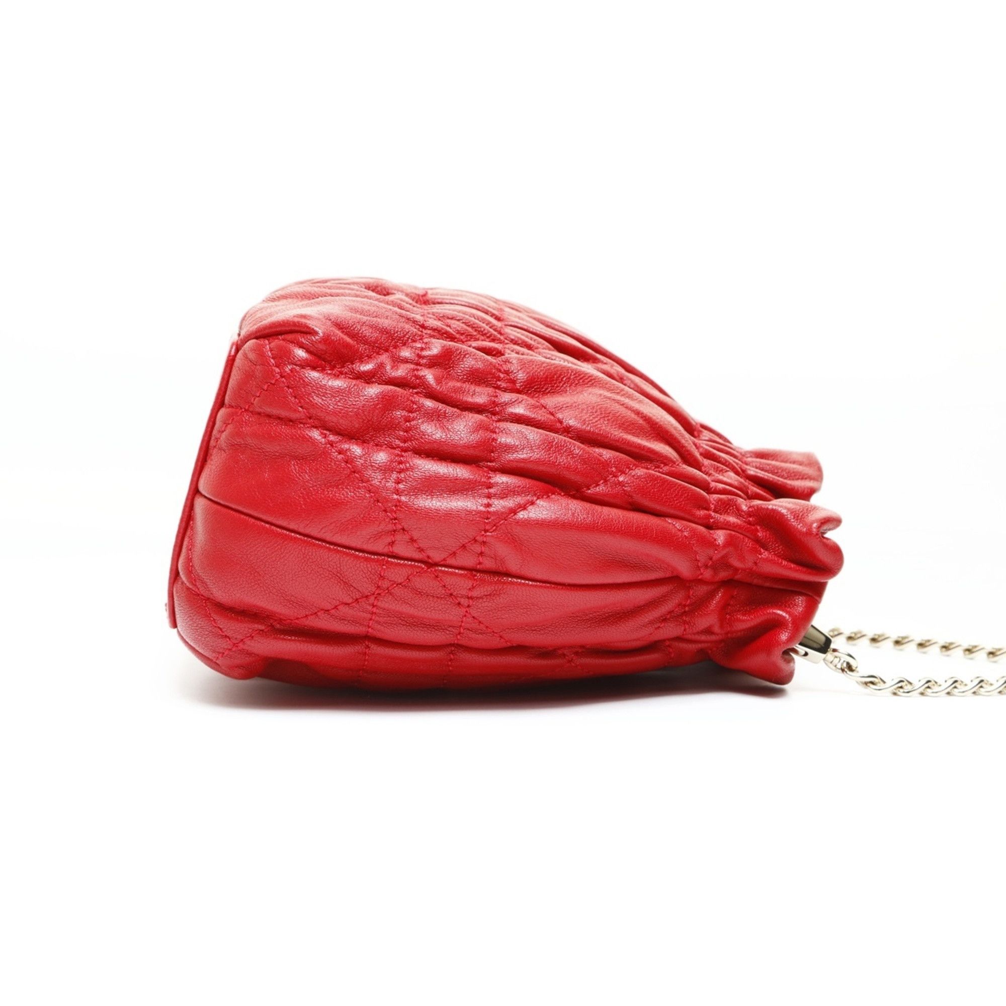 Dior Christian Dior Cannage Mini Pearl Shoulder Bag in Red Size ONE SIZE - 4 Thumbnail