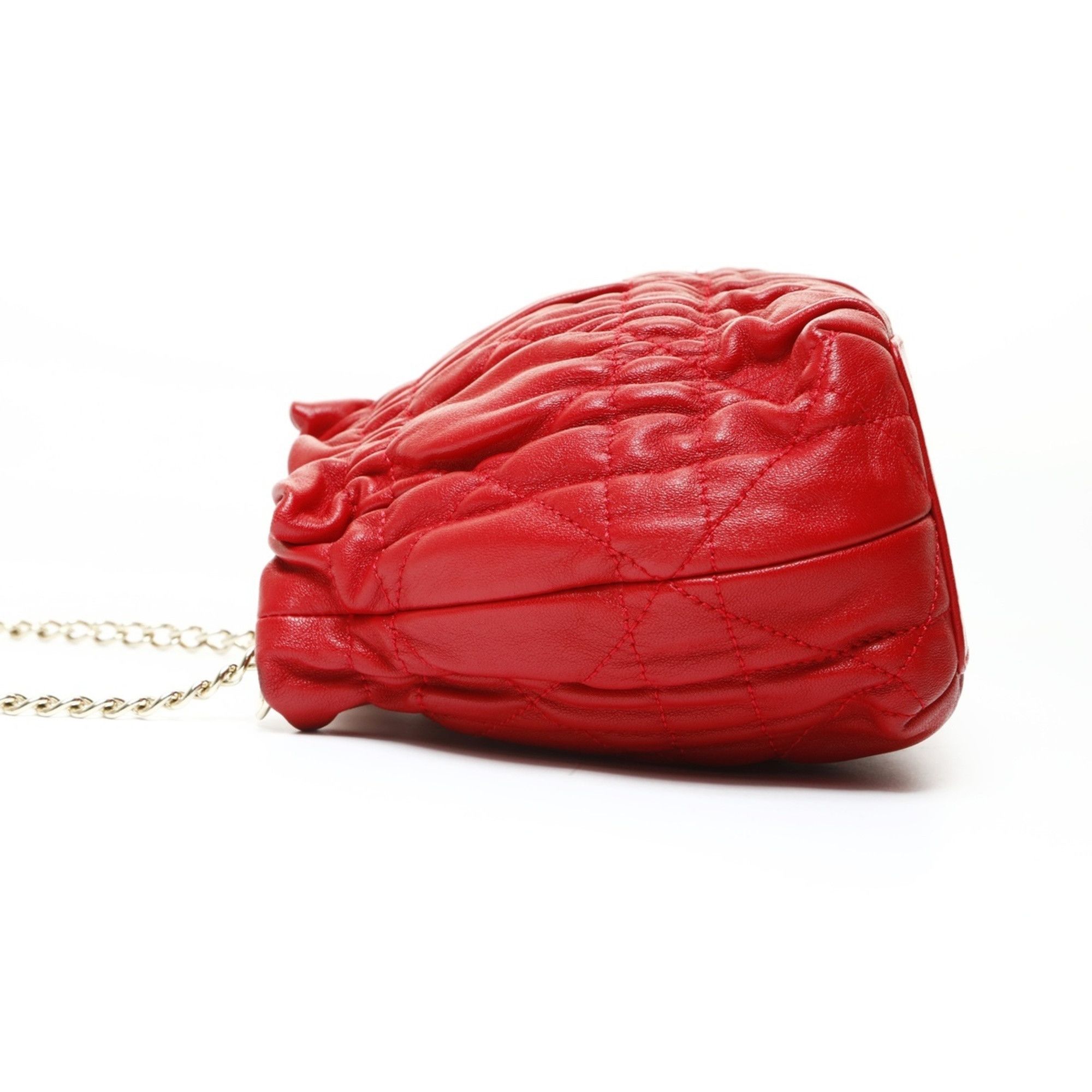 Dior Christian Dior Cannage Mini Pearl Shoulder Bag in Red Size ONE SIZE - 3 Thumbnail