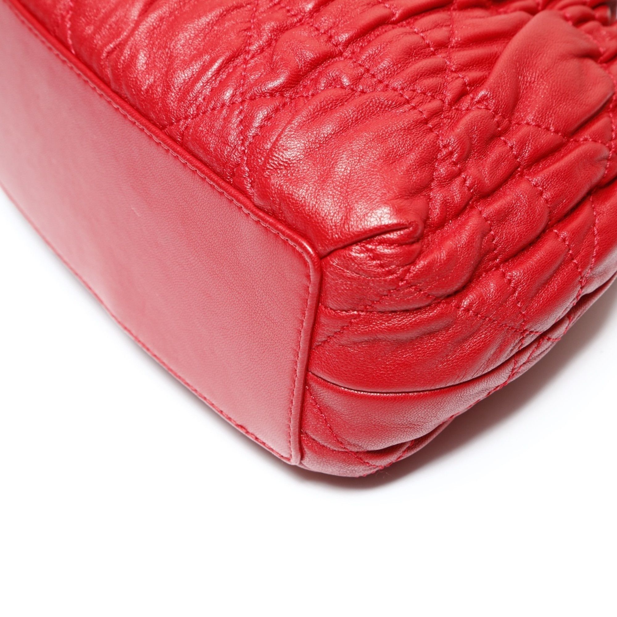 Dior Christian Dior Cannage Mini Pearl Shoulder Bag in Red Size ONE SIZE - 6 Thumbnail