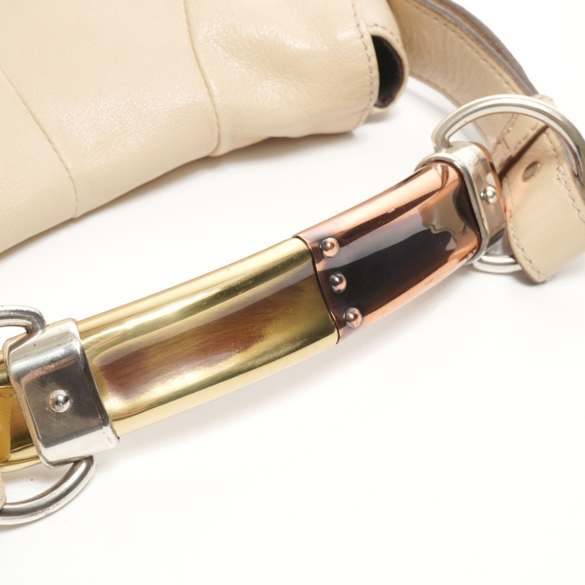 Yves Saint Laurent Yves Saint Laurent Mombasa Leather One-Shoulder Bag in Beige Size ONE SIZE - 12 Thumbnail