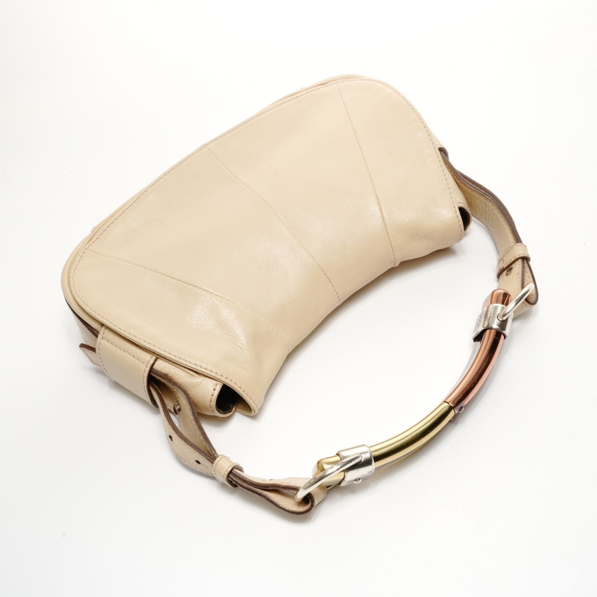 Yves Saint Laurent Yves Saint Laurent Mombasa Leather One-Shoulder Bag in Beige Size ONE SIZE - 8 Thumbnail