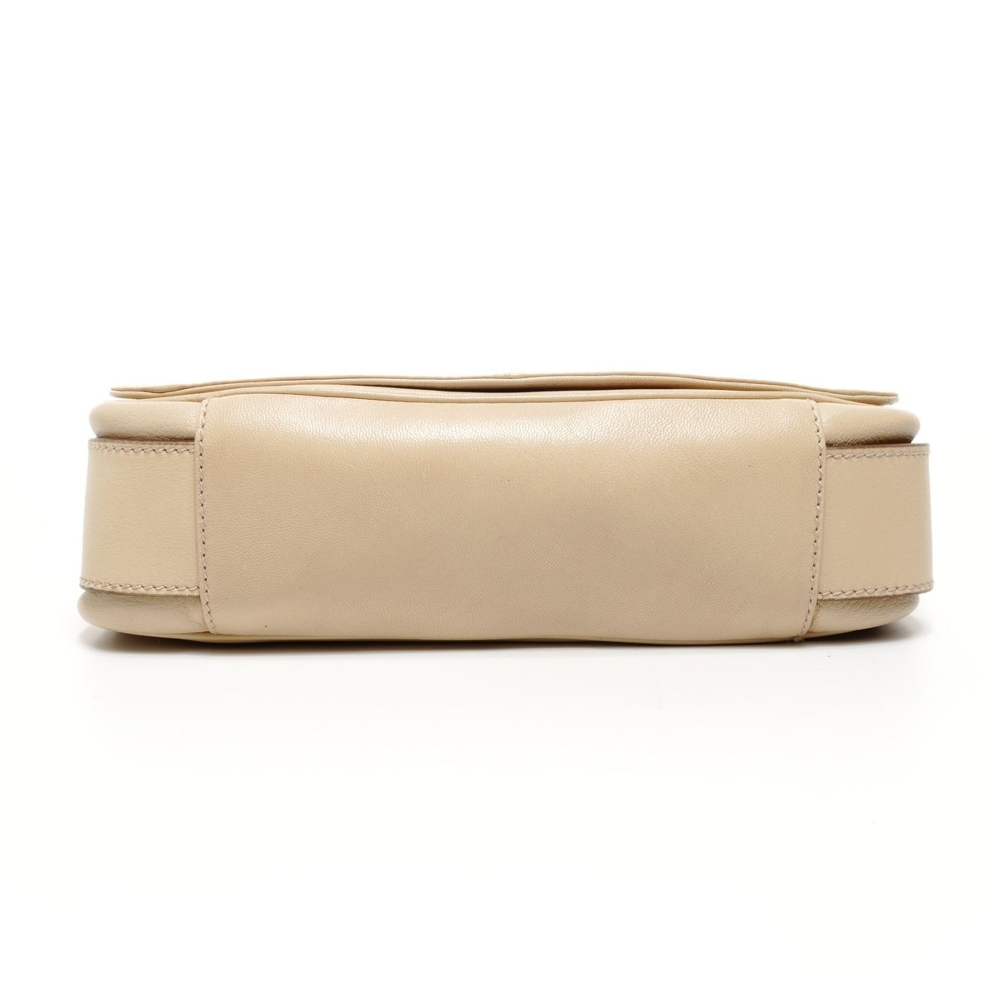 Yves Saint Laurent Yves Saint Laurent Mombasa Leather One-Shoulder Bag in Beige Size ONE SIZE - 7 Thumbnail