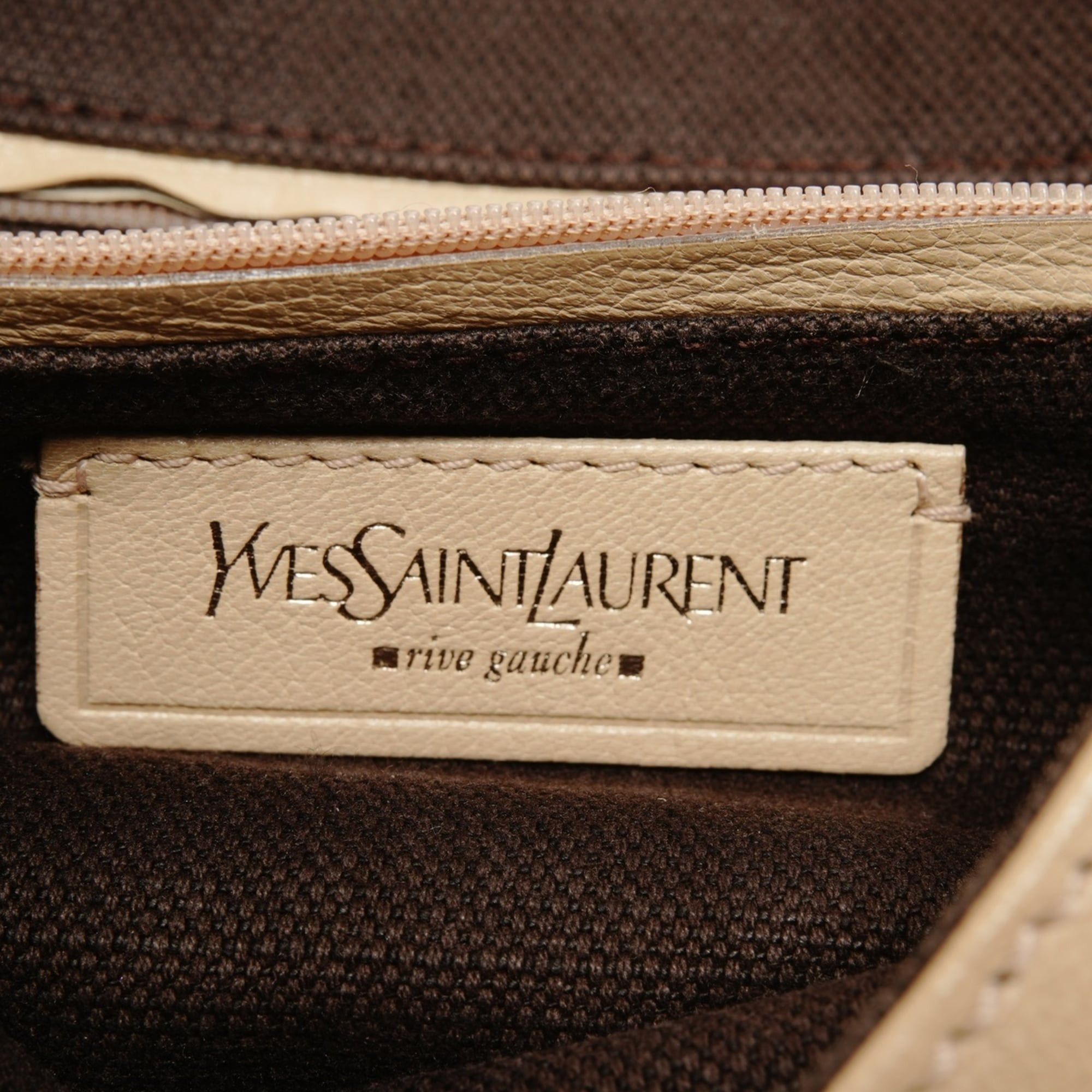Yves Saint Laurent Yves Saint Laurent Mombasa Leather One-Shoulder Bag in Beige Size ONE SIZE - 9 Thumbnail