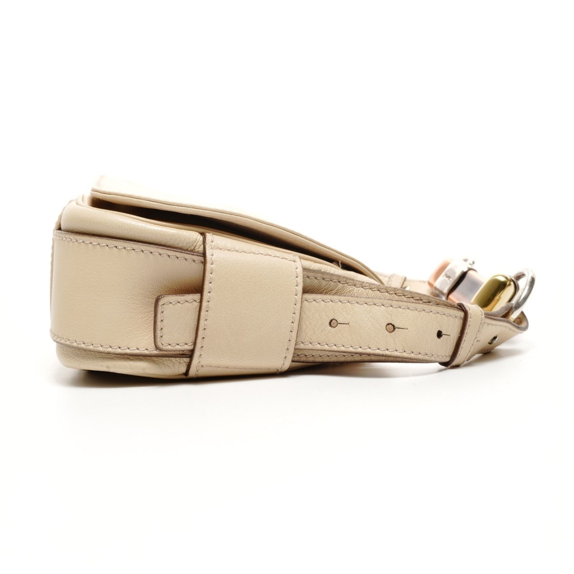 Yves Saint Laurent Yves Saint Laurent Mombasa Leather One-Shoulder Bag in Beige Size ONE SIZE - 4 Thumbnail