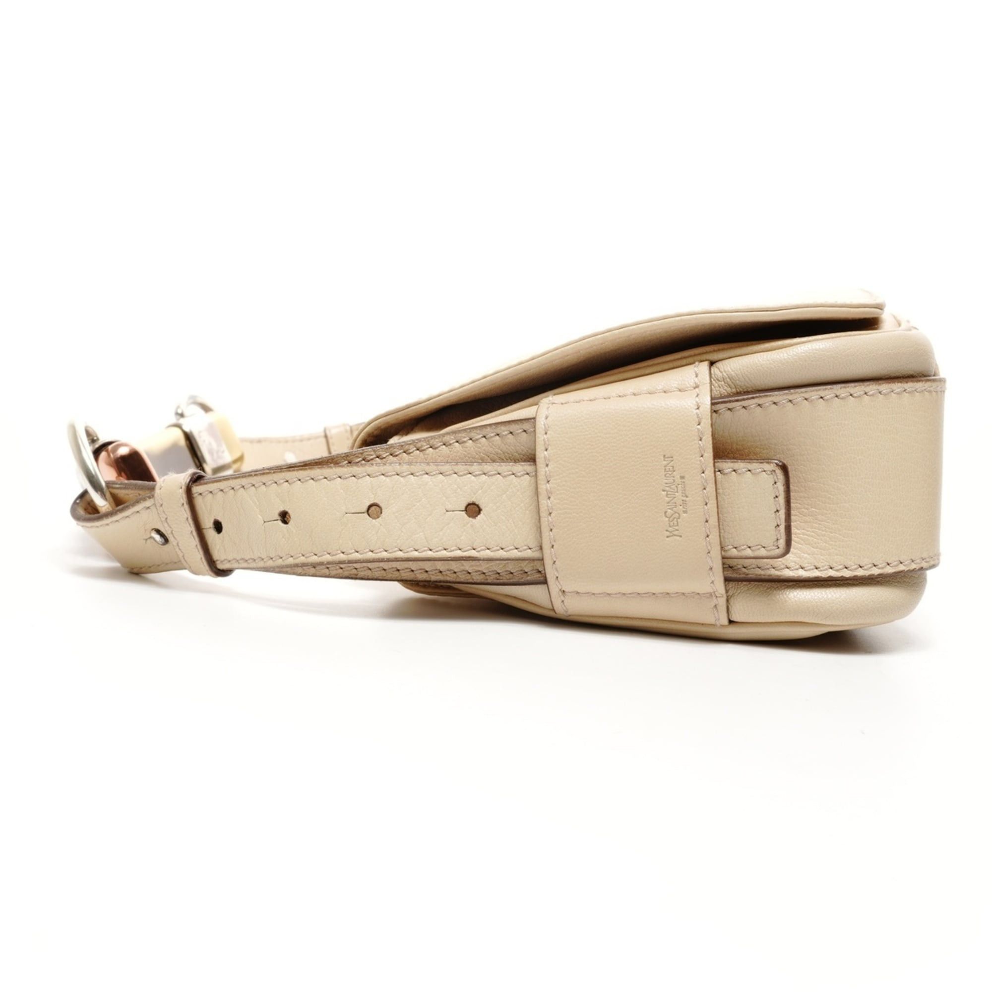 Yves Saint Laurent Yves Saint Laurent Mombasa Leather One-Shoulder Bag in Beige Size ONE SIZE - 3 Thumbnail