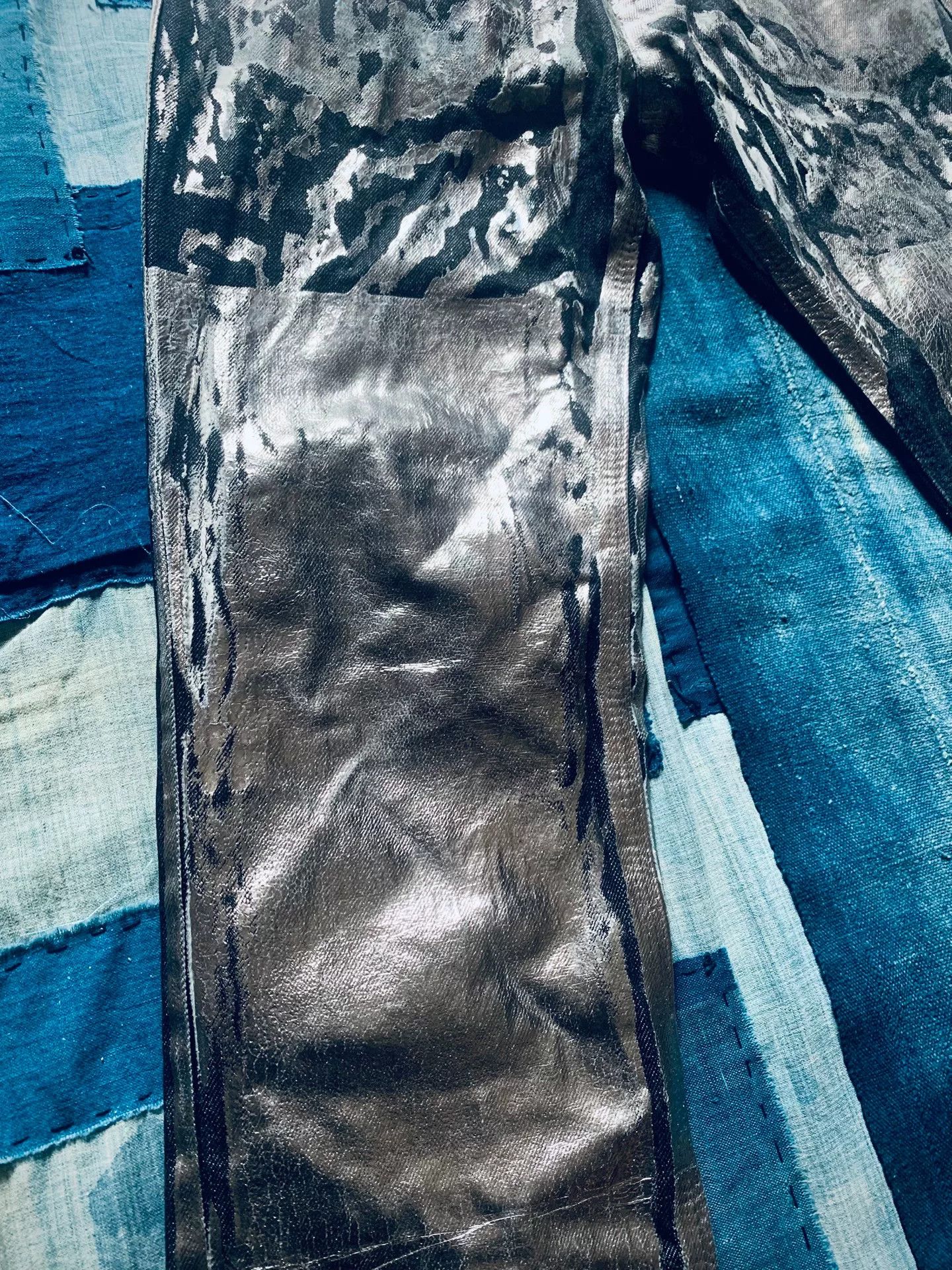 Neil Barrett Neil Barrett Silver Painted Black Jeans Size US 30 / EU 46 - 4 Thumbnail