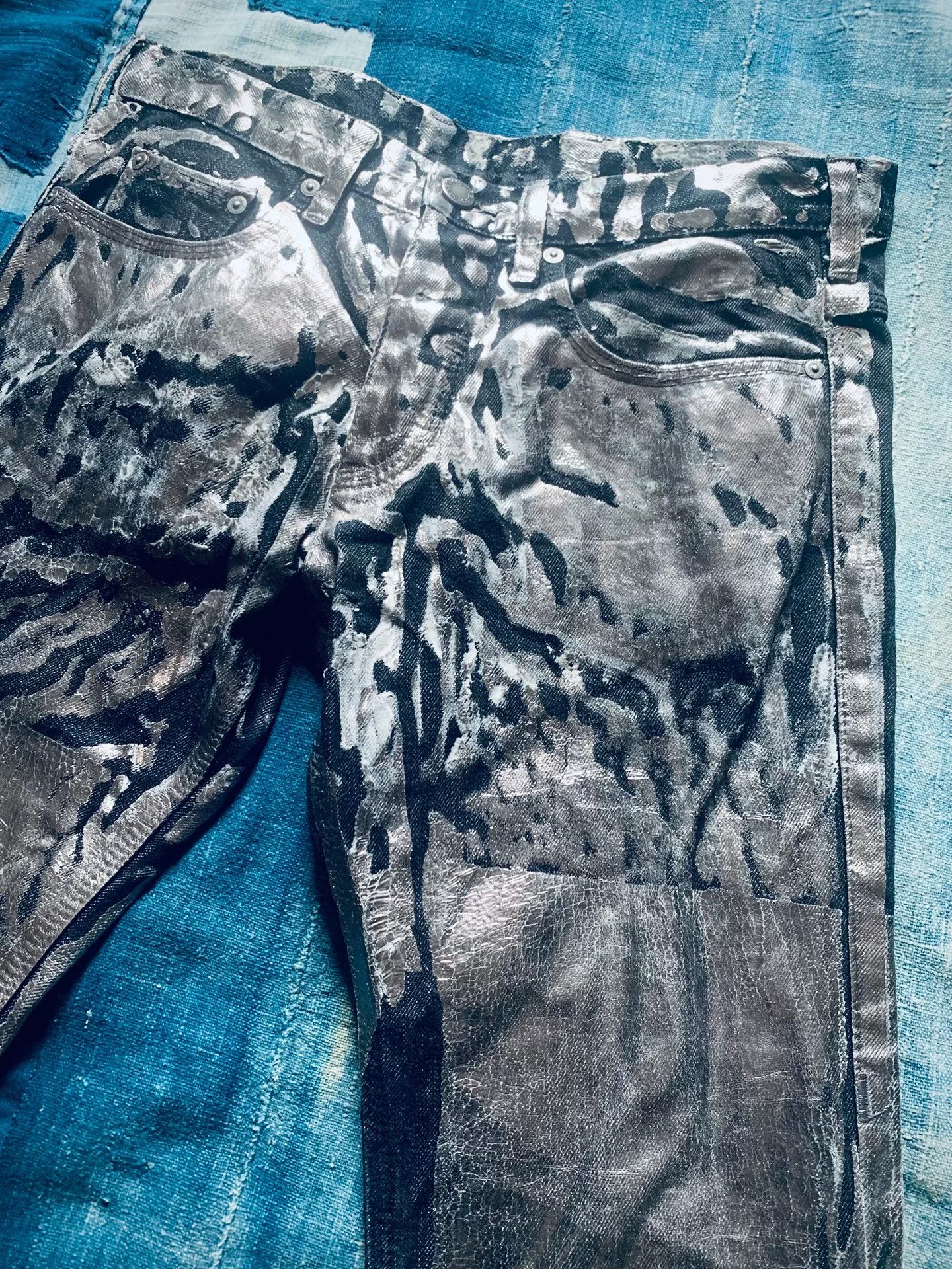 Neil Barrett Neil Barrett Silver Painted Black Denim Jeans Size US 30 / EU 46 - 3 Thumbnail