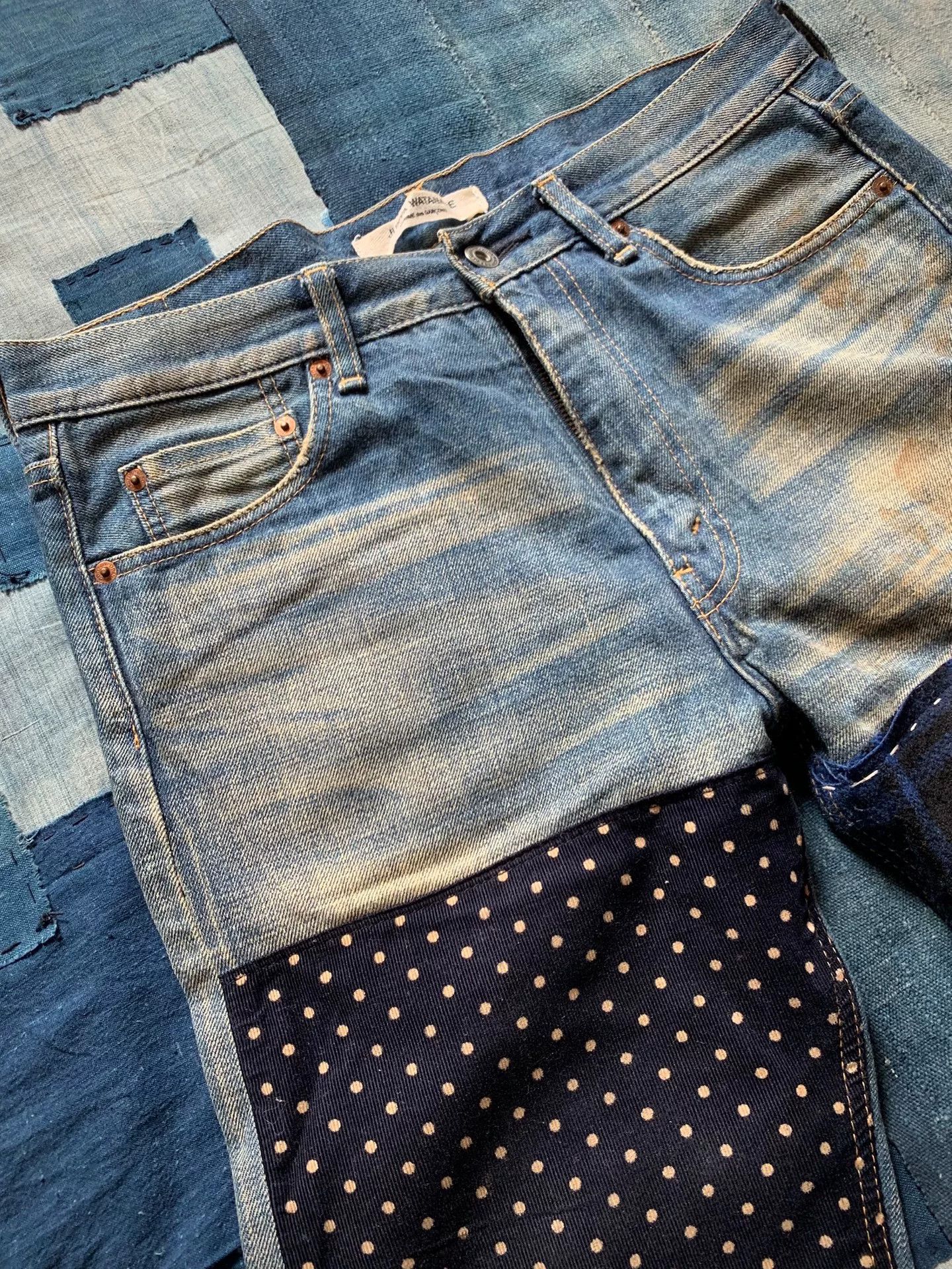 Junya Watanabe Junya Watanabe Patchwork Leather Denim Jeans Size US 26 / EU 42 - 3 Thumbnail