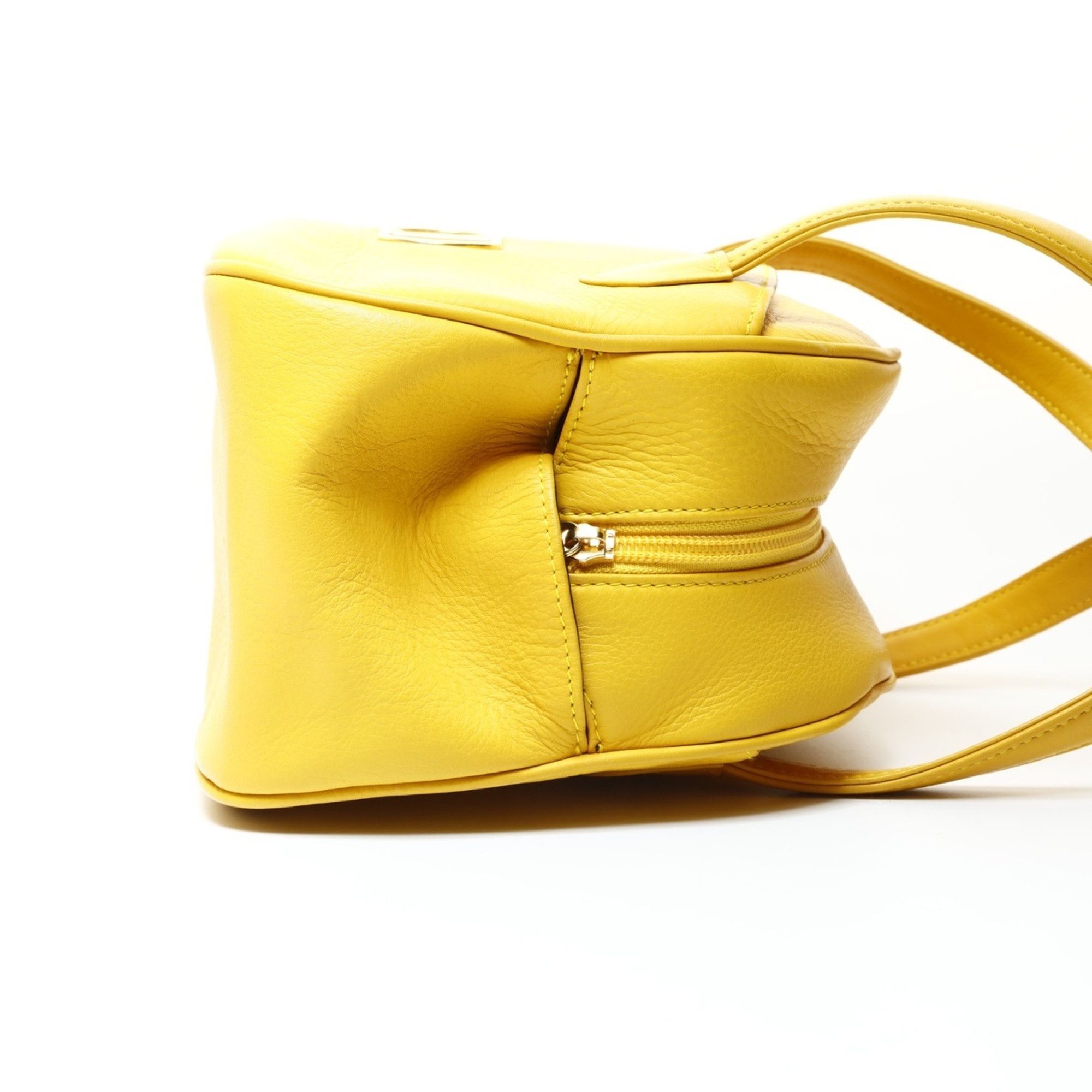 Dior Christian Dior Leather Bowling Bag with CD Logo, Yellow Size ONE SIZE - 4 Thumbnail
