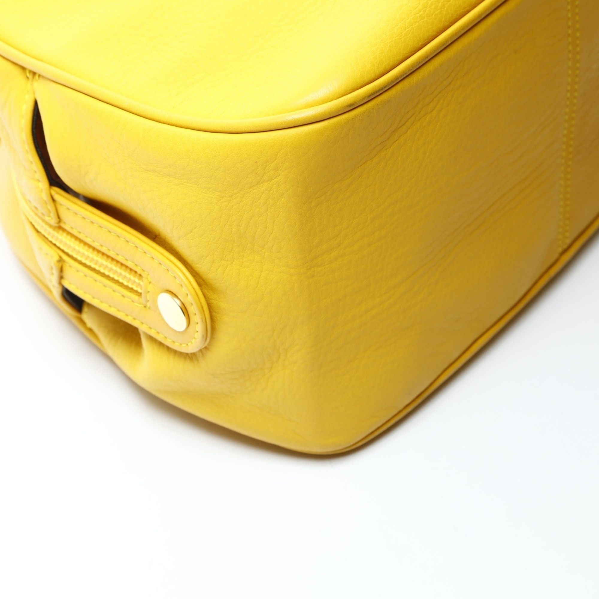 Dior Christian Dior Leather Bowling Bag with CD Logo, Yellow Size ONE SIZE - 5 Thumbnail