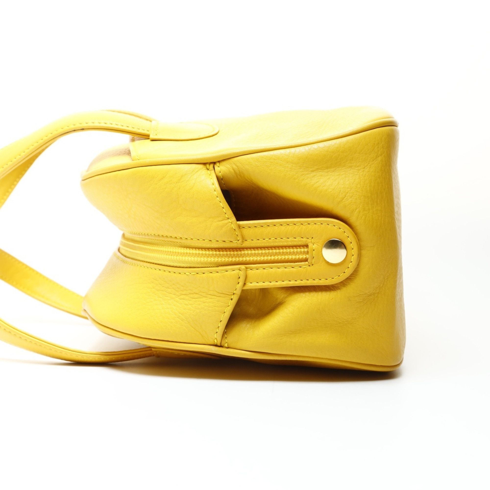 Dior Christian Dior Leather Bowling Bag with CD Logo, Yellow Size ONE SIZE - 3 Thumbnail