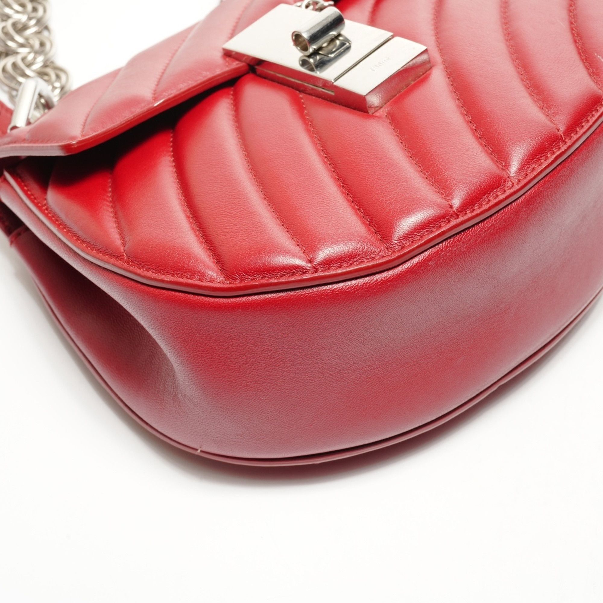Chloe Chloé Chloe Drew Jeweled Leather 2-Way Shoulder Bag in Red Size ONE SIZE - 5 Thumbnail