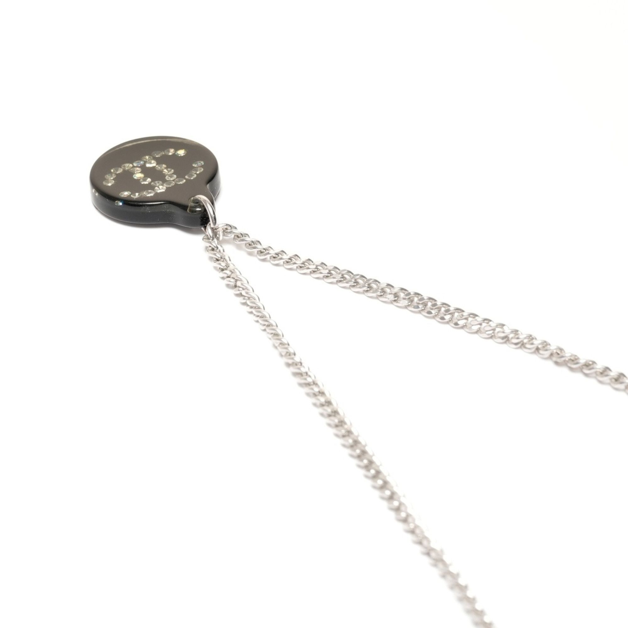 Chanel CHANEL 03A 2003 Coco Mark Black Circle Rhinestone Necklace in Silver Size ONE SIZE - 5 Thumbnail