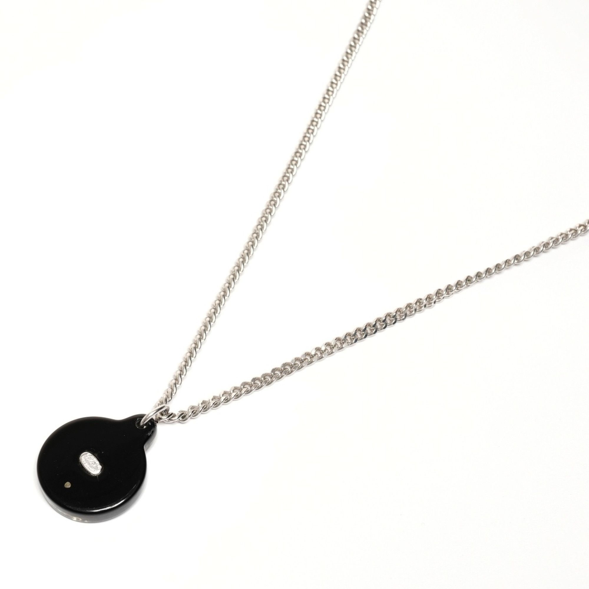 Chanel CHANEL 03A 2003 Coco Mark Black Circle Rhinestone Necklace in Silver Size ONE SIZE - 8 Thumbnail