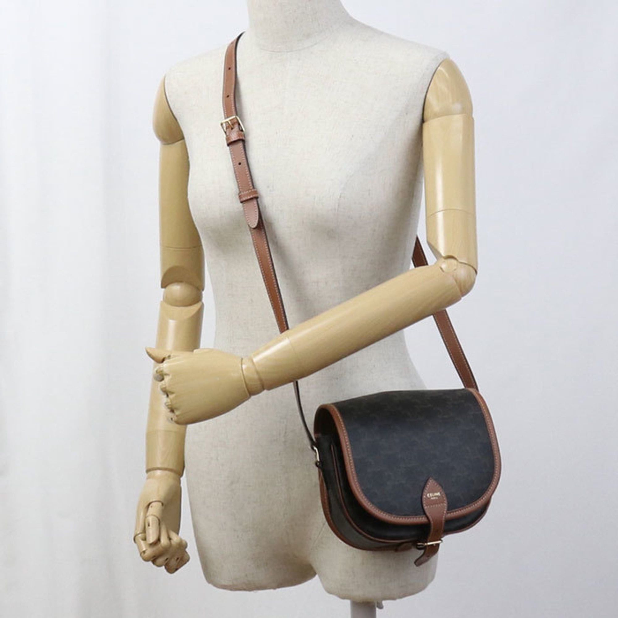 Celine CELINE Triomphe Canvas Shoulder Bag, Women's, Brown Size ONE SIZE - 7 Thumbnail
