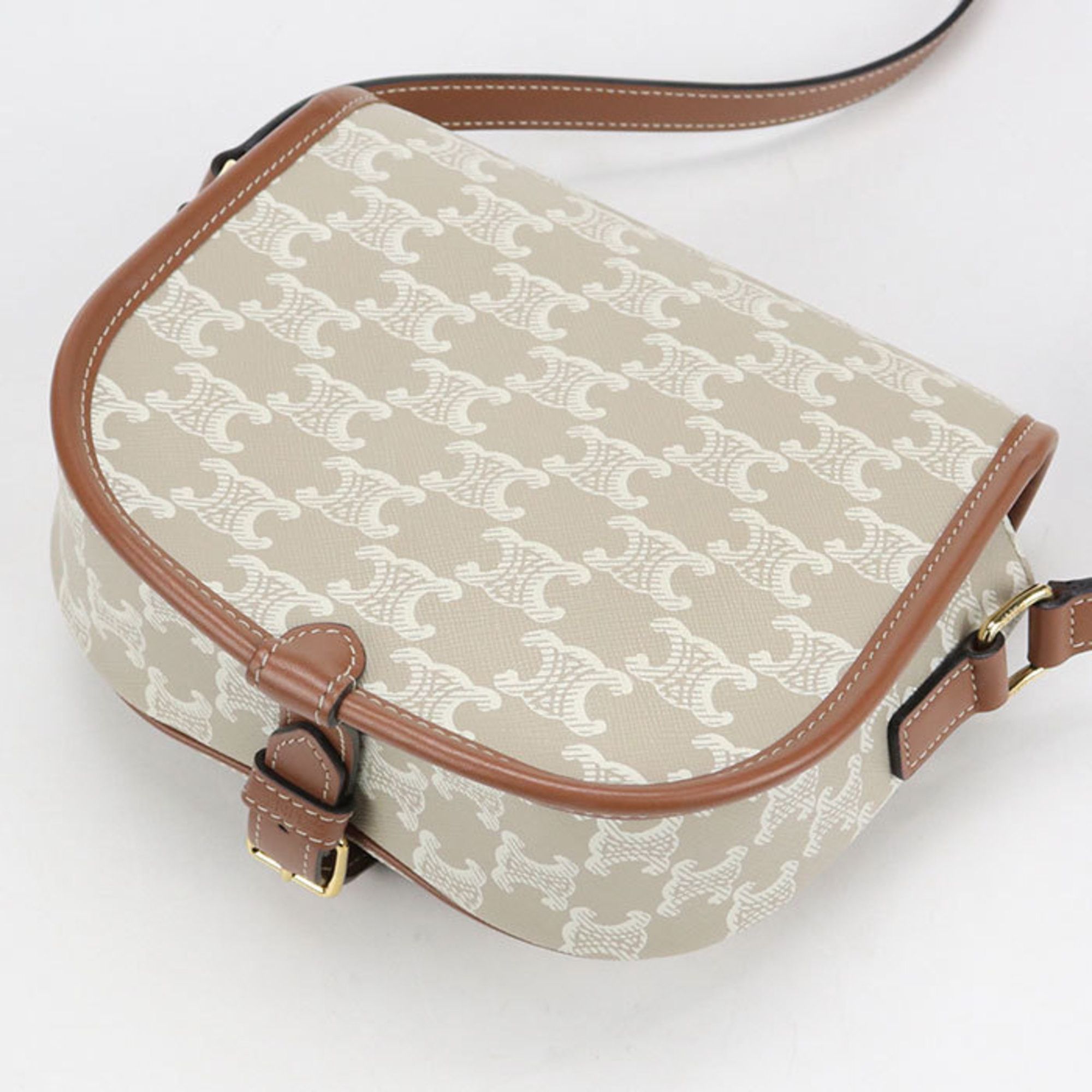 Celine CELINE Medium Folco Triomphe Canvas Shoulder Bag, Beige Size ONE SIZE - 2 Thumbnail