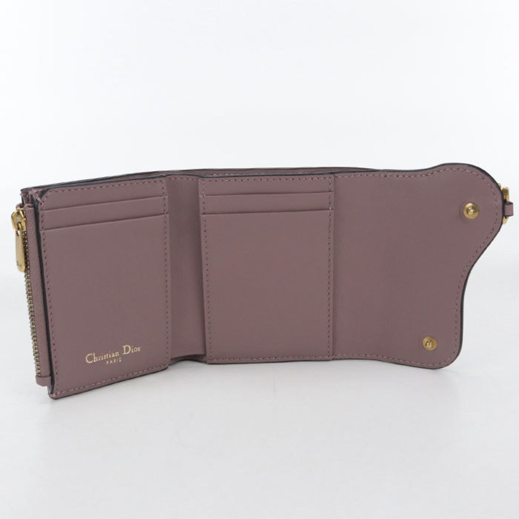 Dior Christian Dior DIOR Lotus Saddle Tri-fold Wallet, Women's, Purple Size ONE SIZE - 3 Thumbnail