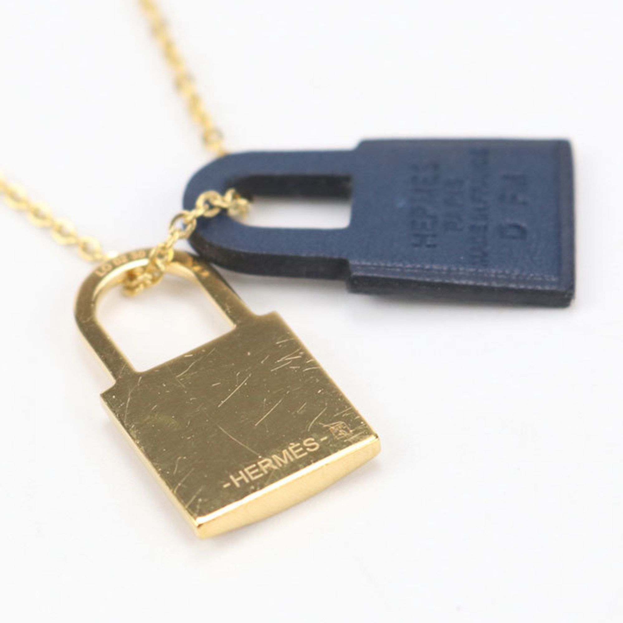 Hermes HERMES O'Kelly PM Necklace, D Stamp, Women's, Navy Size ONE SIZE - 4 Thumbnail