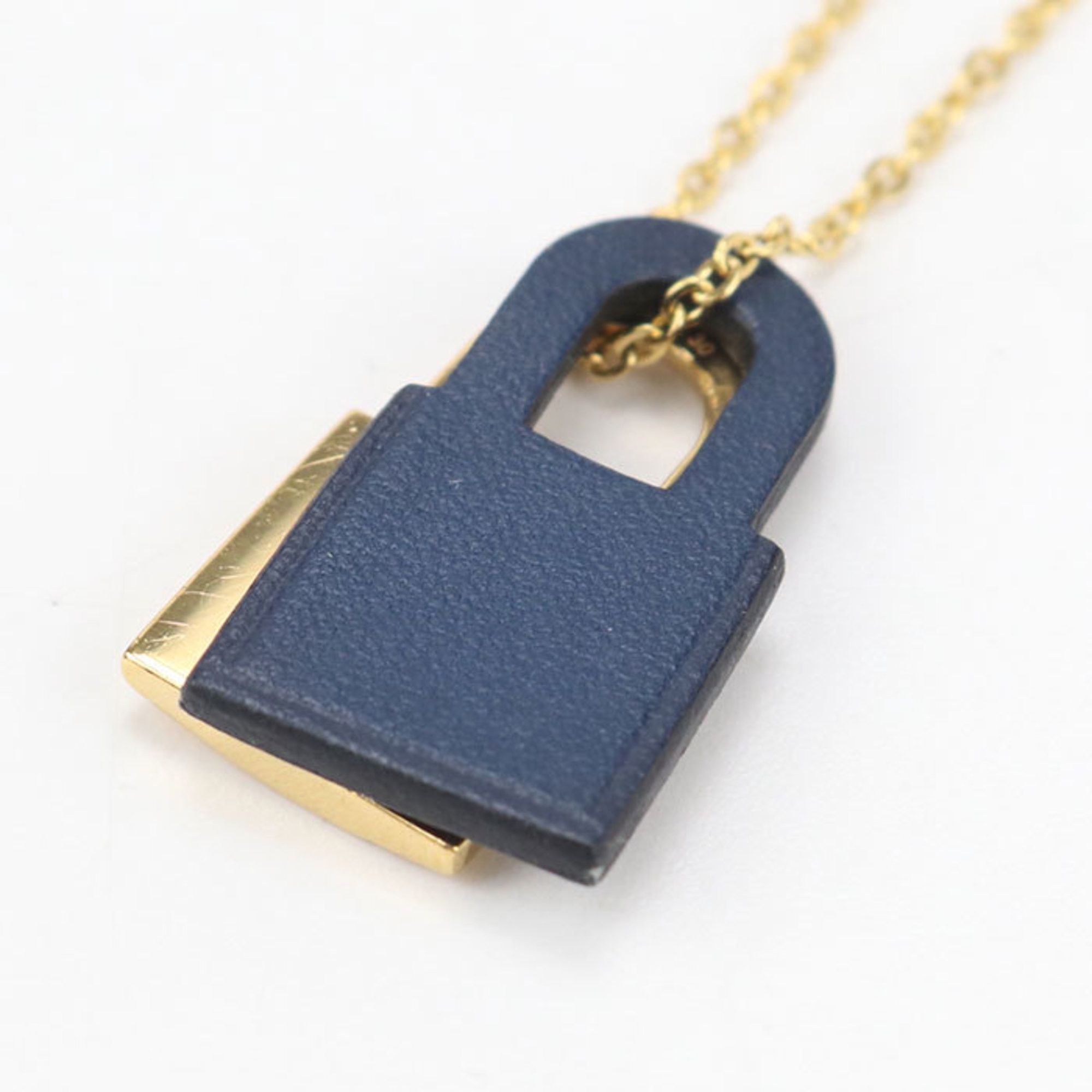 Hermes HERMES O'Kelly PM Necklace, D Stamp, Women's, Navy Size ONE SIZE - 3 Thumbnail