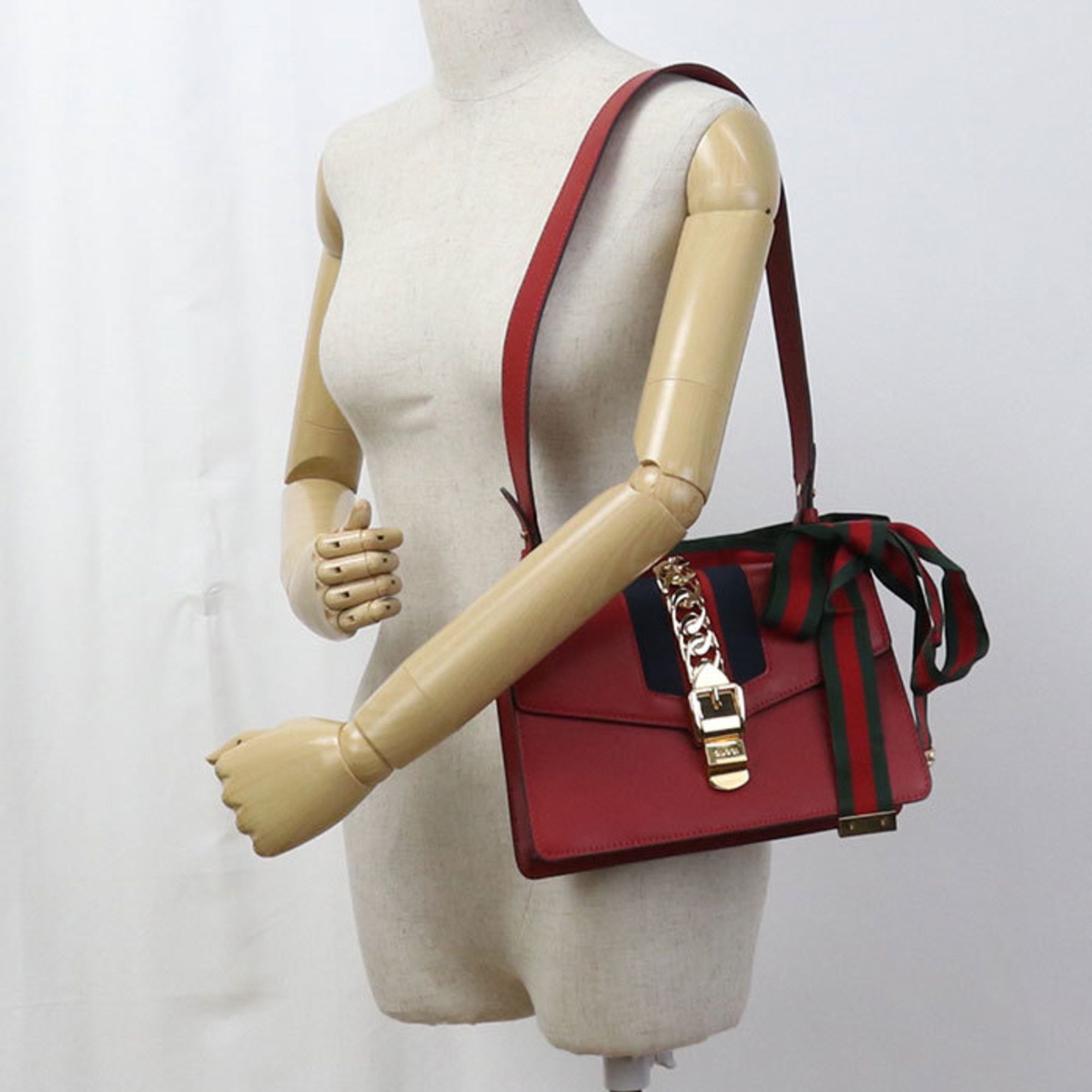 Gucci GUCCI Sylvie Shoulder Bag 421882 Women's Red Size ONE SIZE - 10 Thumbnail