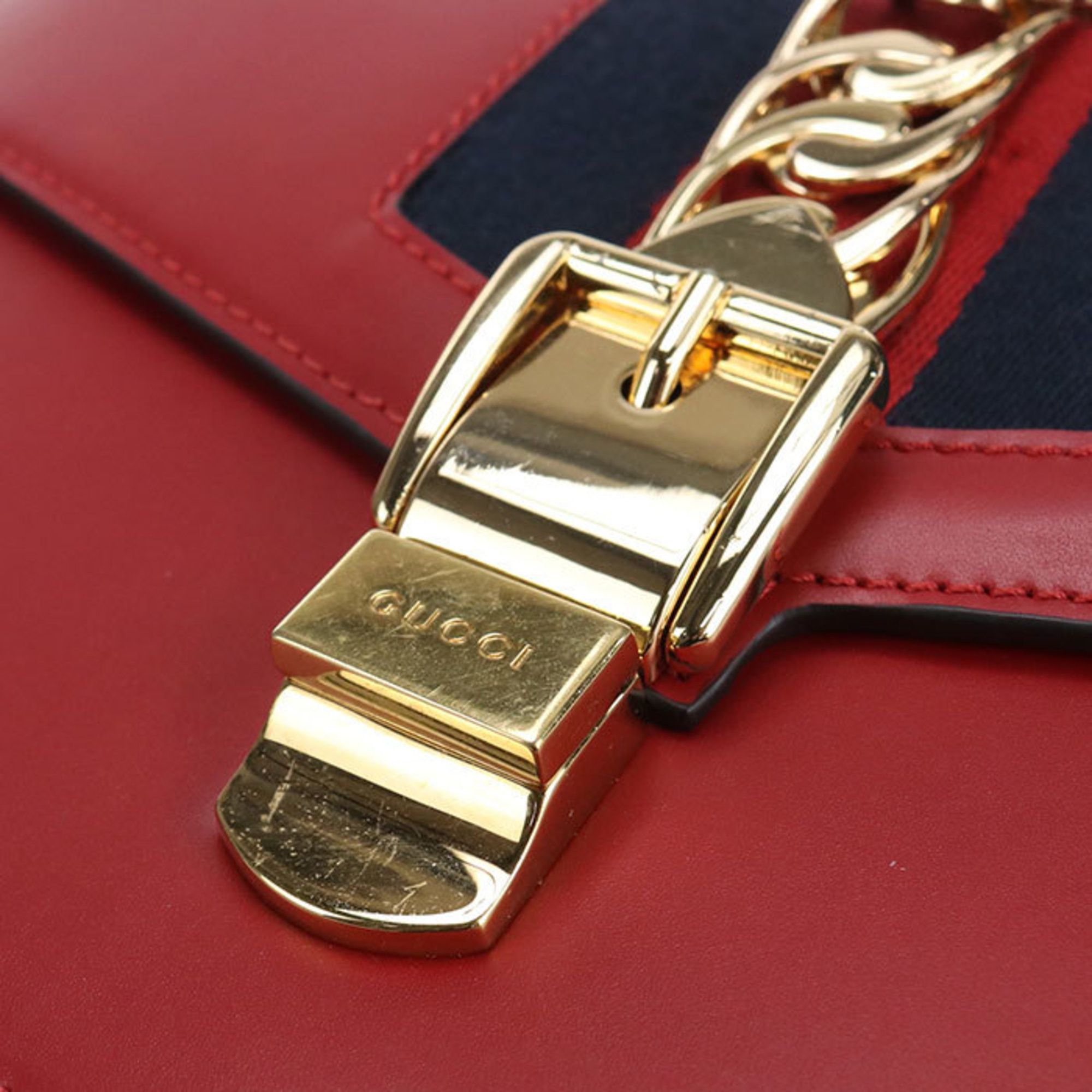 Gucci GUCCI Sylvie Shoulder Bag 421882 Women's Red Size ONE SIZE - 4 Thumbnail