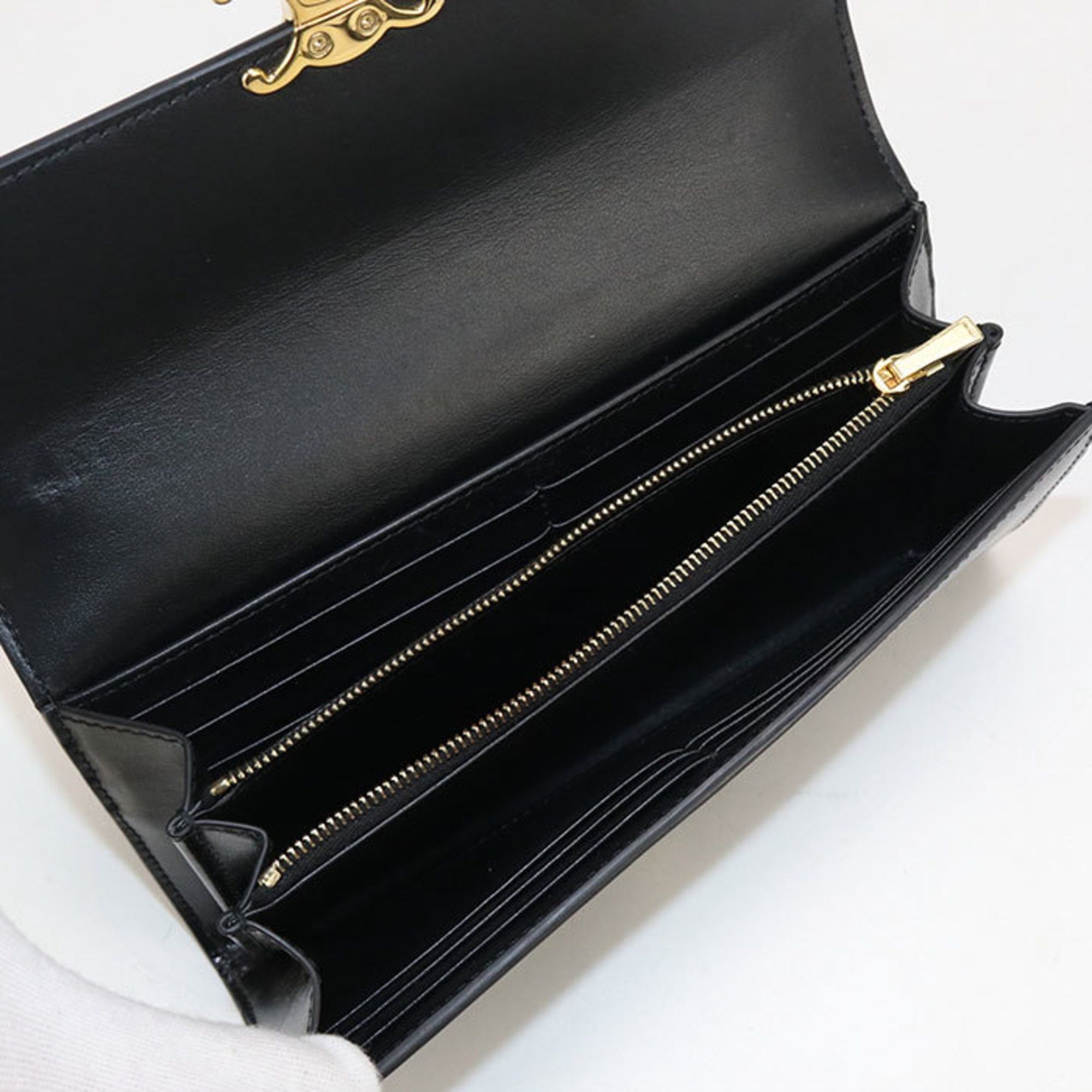 Celine CELINE Triomphe Large Wallet, Black, 10E313DPV.38NO, Bifold, Women's Size ONE SIZE - 3 Thumbnail