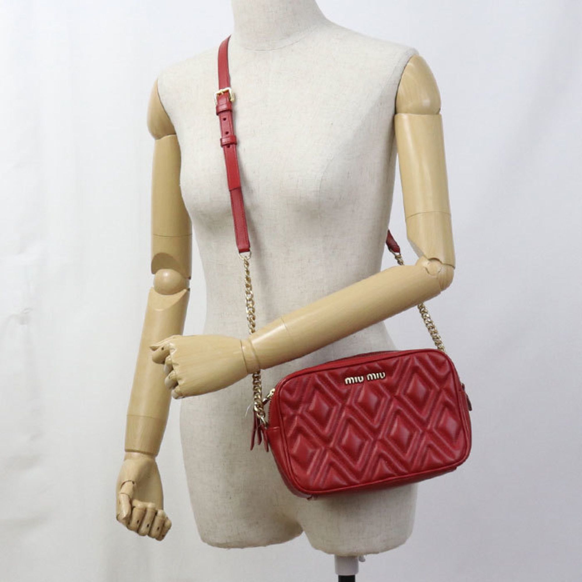 Miu Miu Miu Miu MIU Outlet Crossbody Shoulder Bag with Chain, Women's, Red Size ONE SIZE - 8 Thumbnail