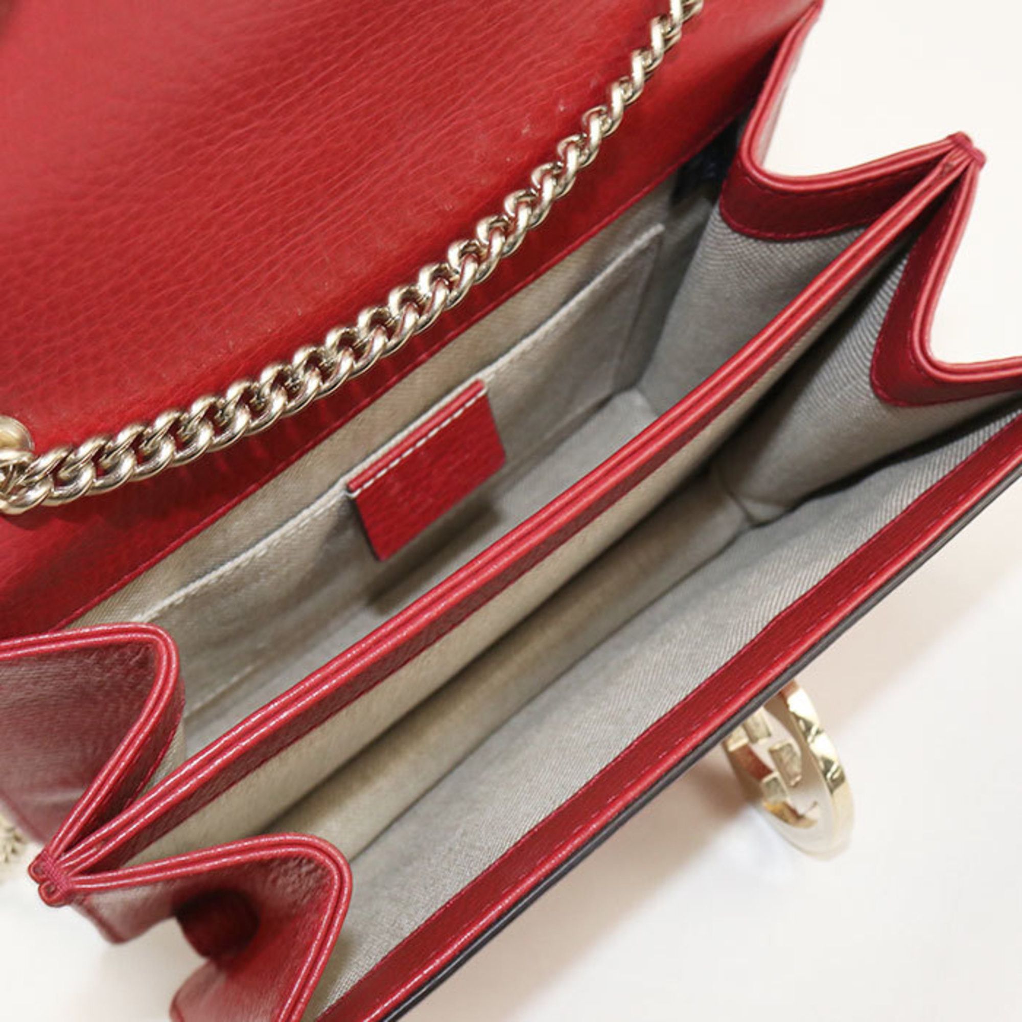 Gucci GUCCI Crossbody Shoulder Bag 510304 with Chain and Interlocking G, Women's, Red Size ONE SIZE - 3 Thumbnail