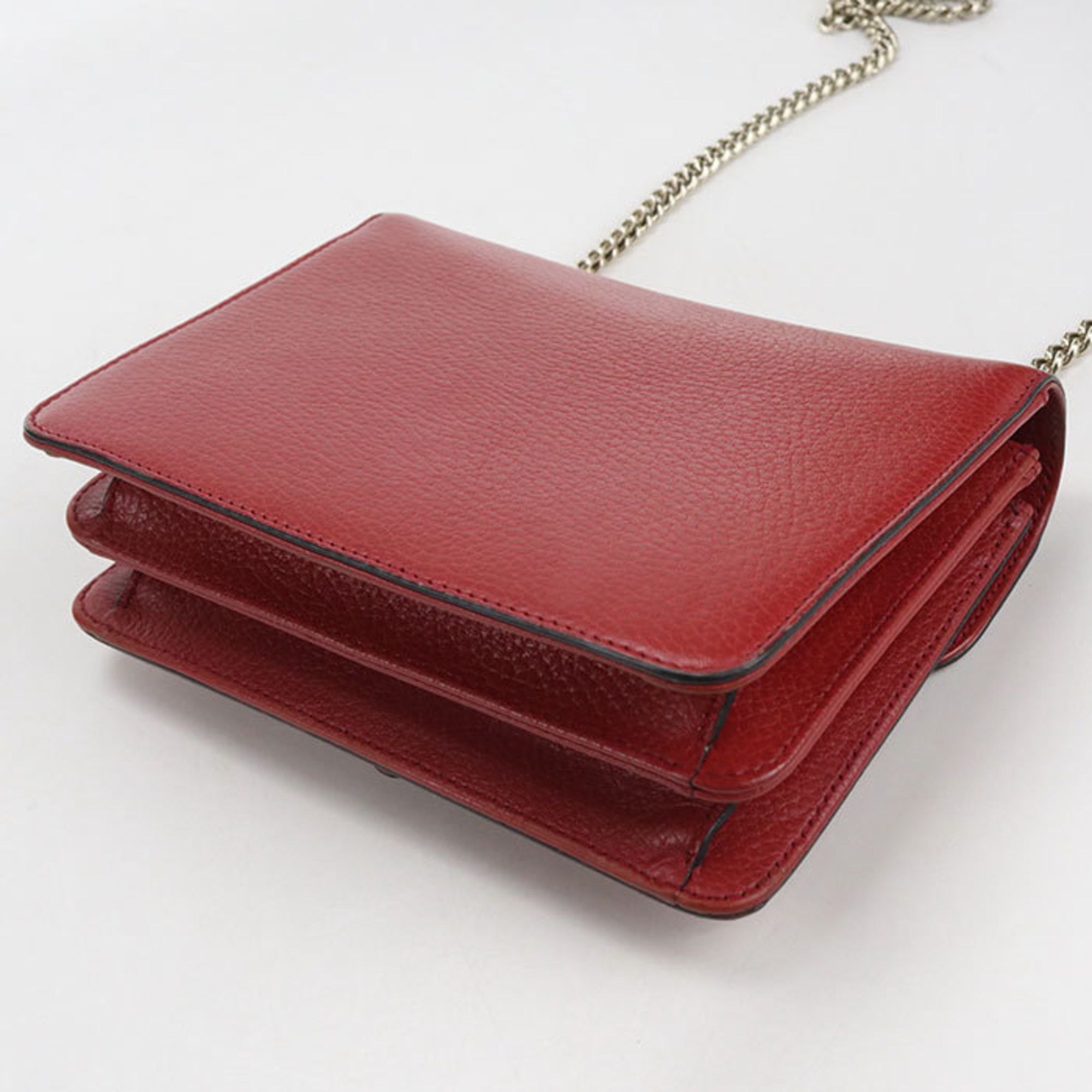 Gucci GUCCI Crossbody Shoulder Bag 510304 with Chain and Interlocking G, Women's, Red Size ONE SIZE - 2 Thumbnail