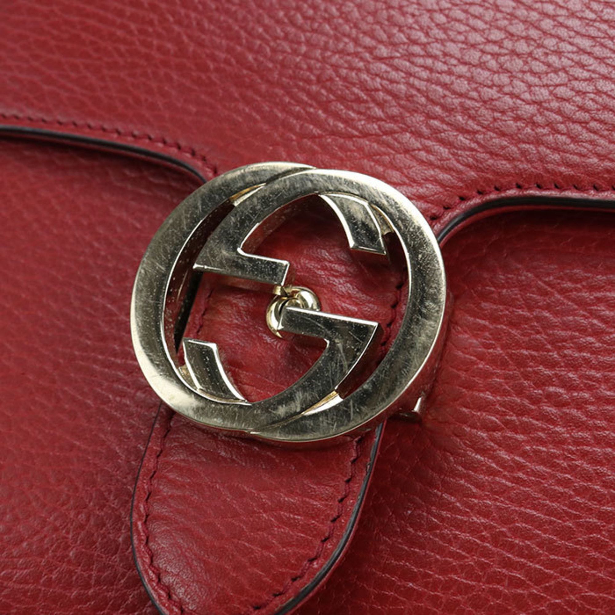 Gucci GUCCI Crossbody Shoulder Bag 510304 with Chain and Interlocking G, Women's, Red Size ONE SIZE - 5 Thumbnail