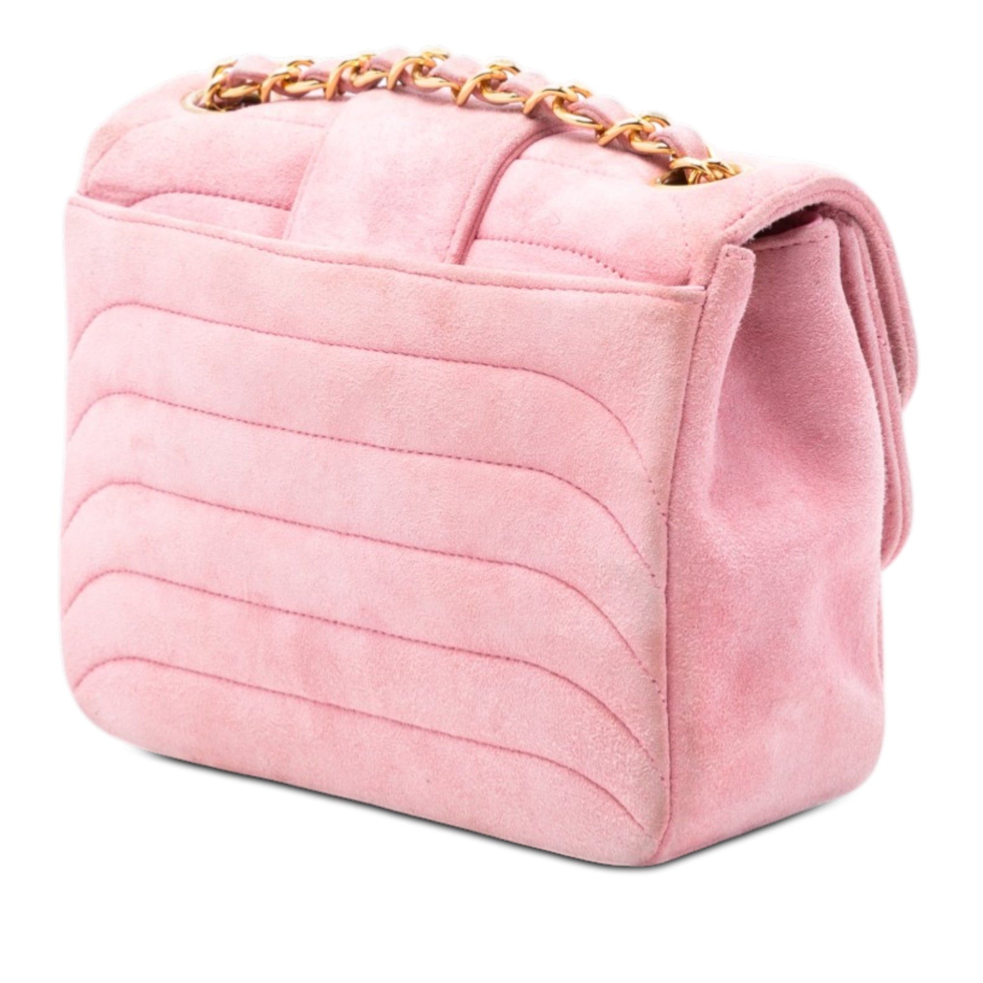 Chanel Mini Square CC Horizontal Quilted Suede Double Flap Size ONE SIZE - 2 Thumbnail