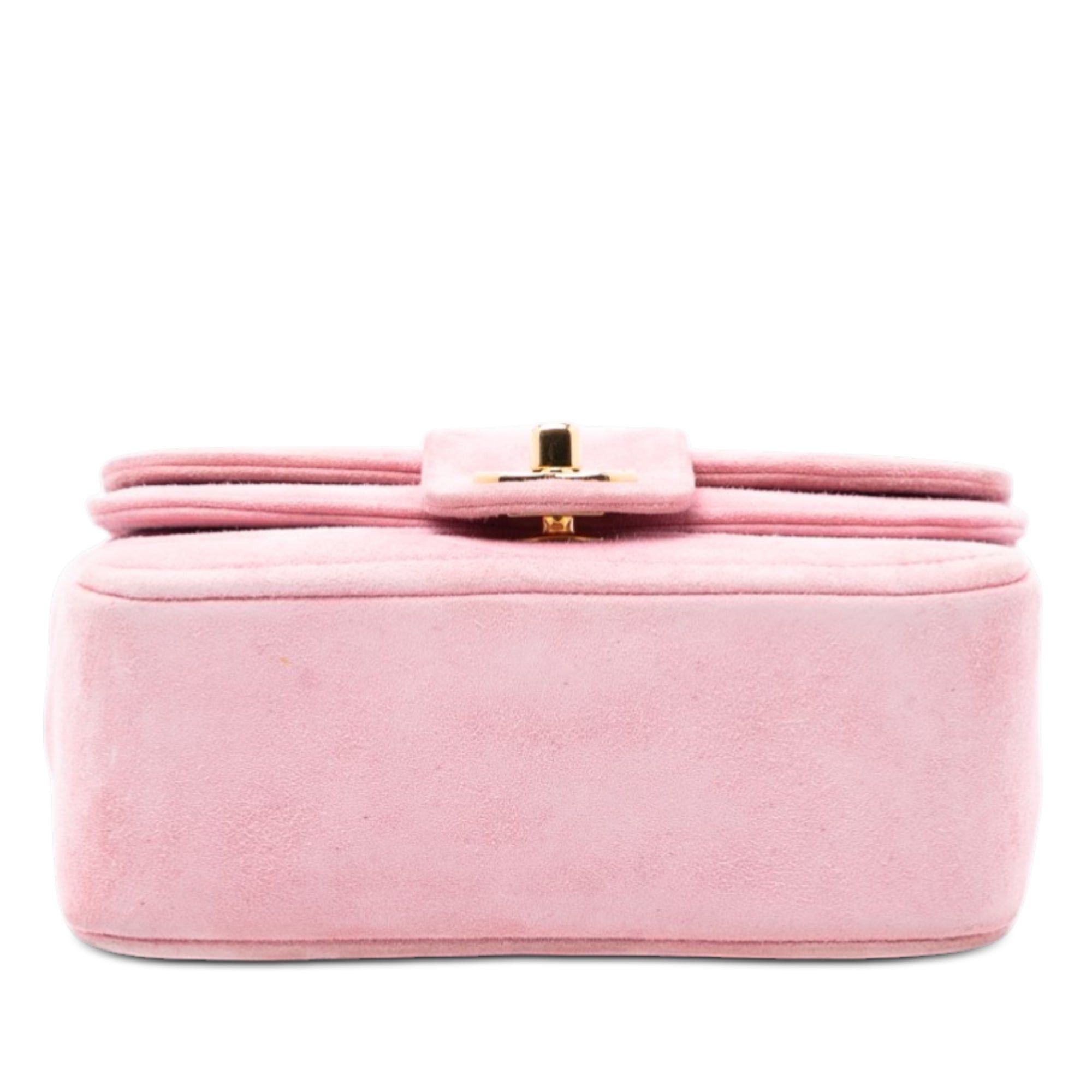 Chanel Mini Square CC Horizontal Quilted Suede Double Flap Size ONE SIZE - 3 Thumbnail