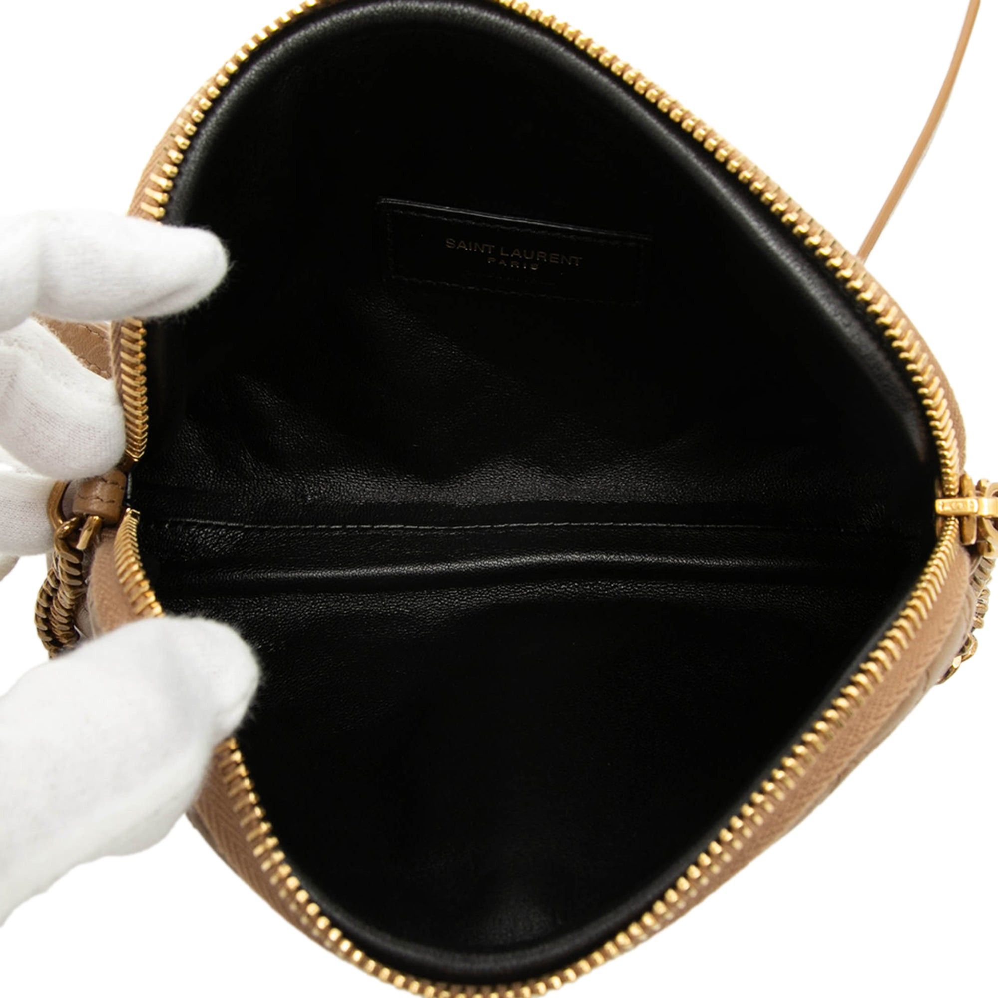 Saint Laurent Paris Mini Quilted Lambskin Gaby Zippered Pouch Size ONE SIZE - 4 Thumbnail