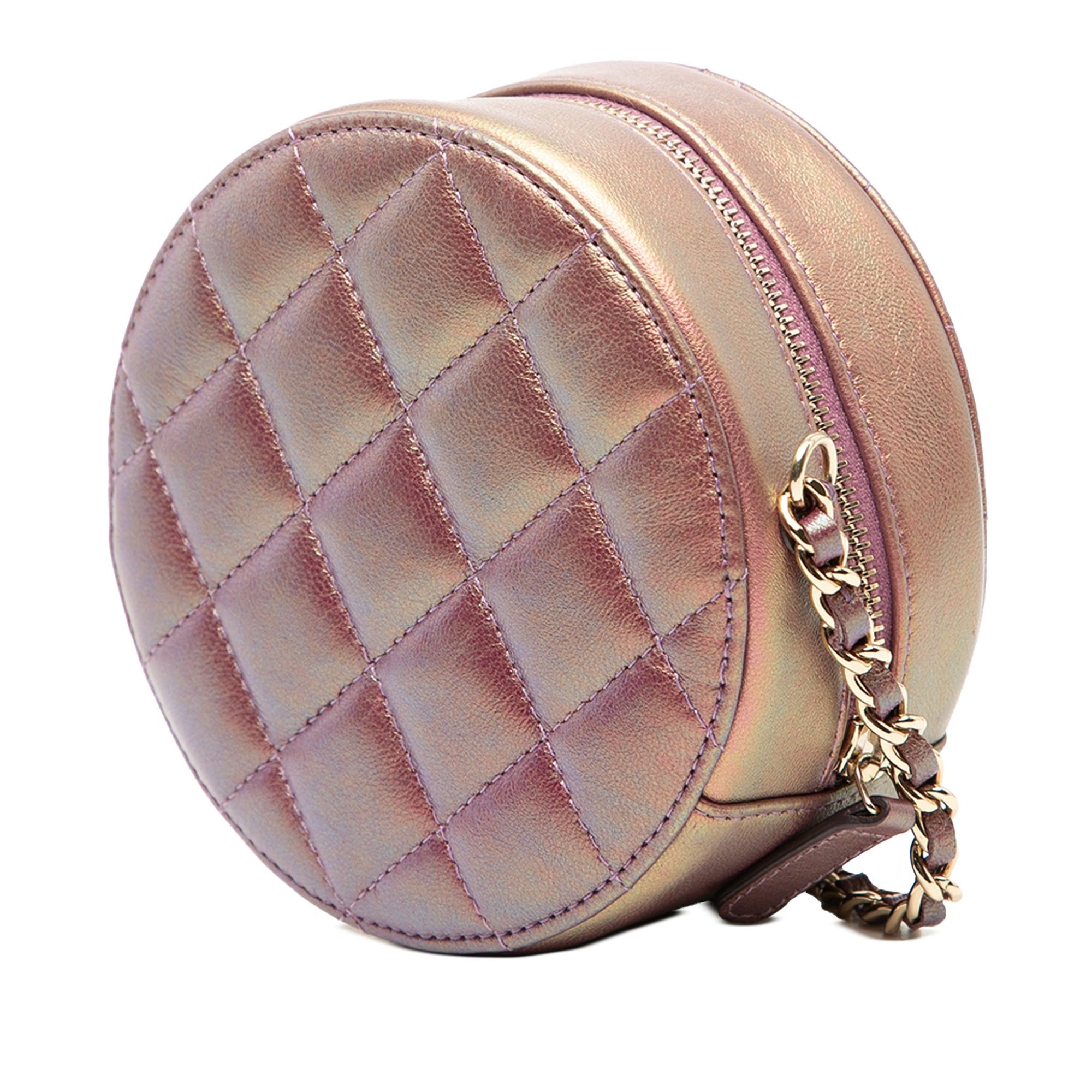 Chanel Quilted Iridescent Lambskin Round Clutch With Chain Size ONE SIZE - 2 Thumbnail