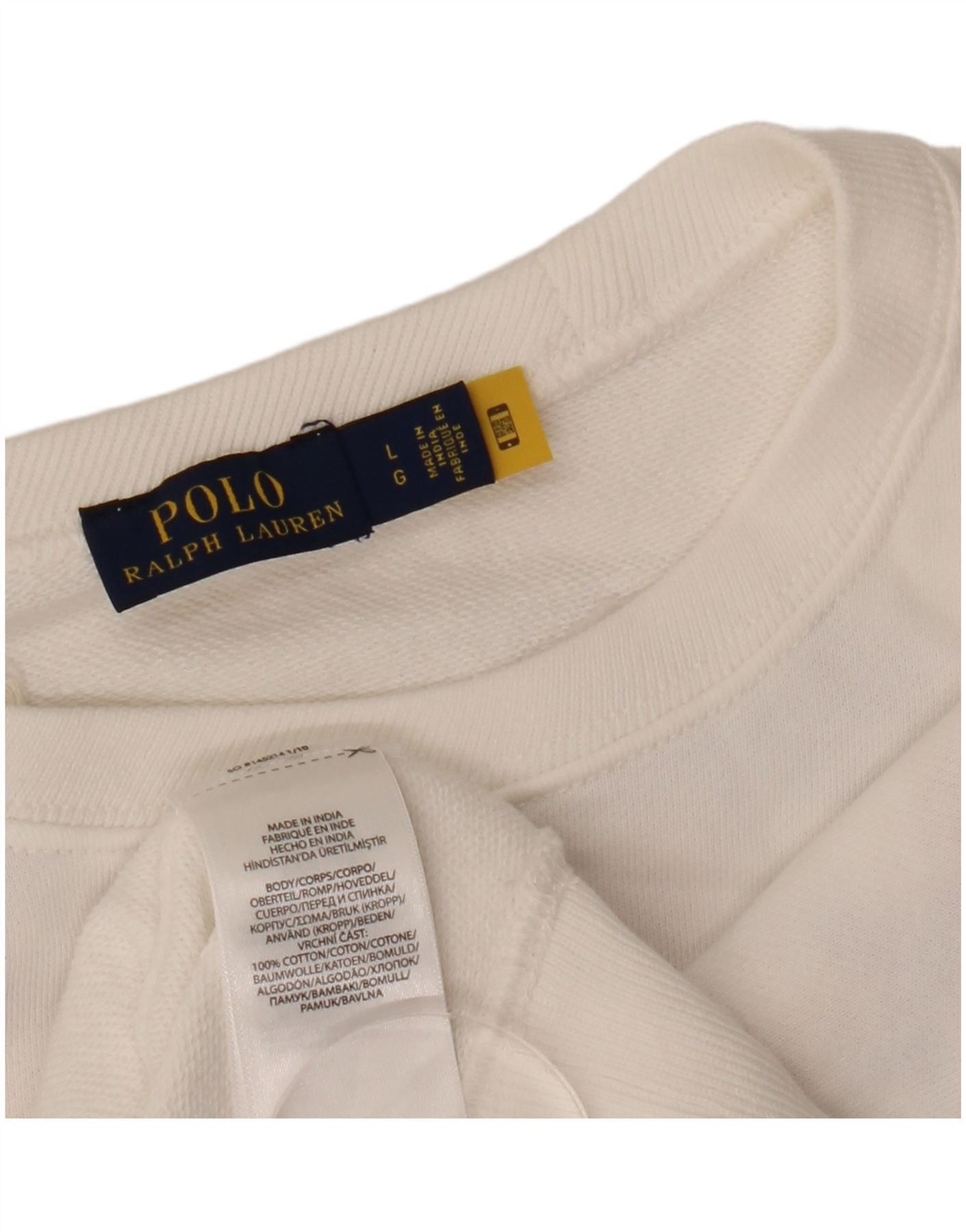 Polo Ralph Lauren Womens Crop Sweatshirt Jumper UK 16 Large White Size XL / US 12-14 / IT 48-50 - 5 Thumbnail